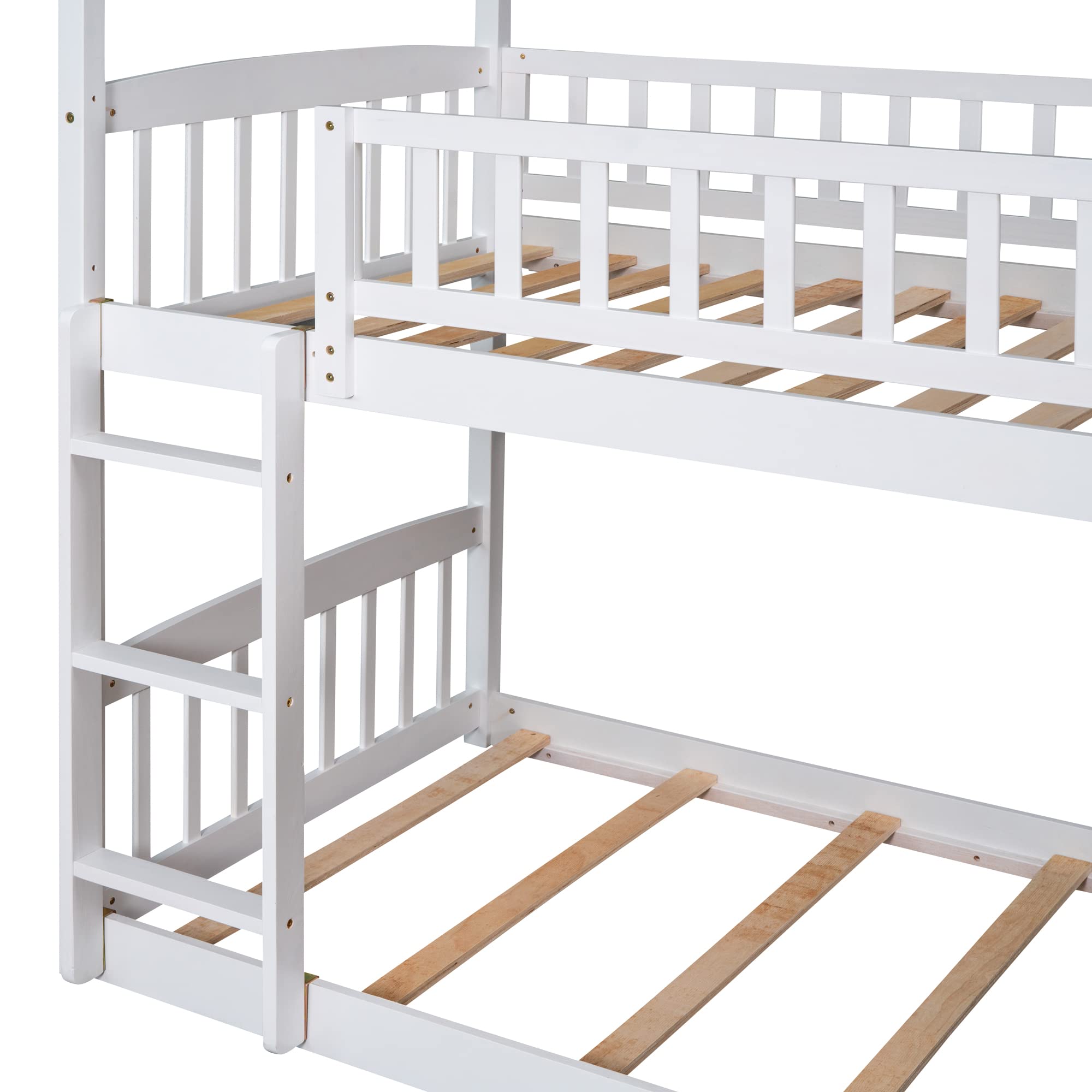 **Kids Wooden Twin Over Twin Bunk Bed with Slide - White Space-Saving Loft Bed for Boys & Girls - Perfect for Small Bedrooms, Playrooms & Shared Kids Rooms**