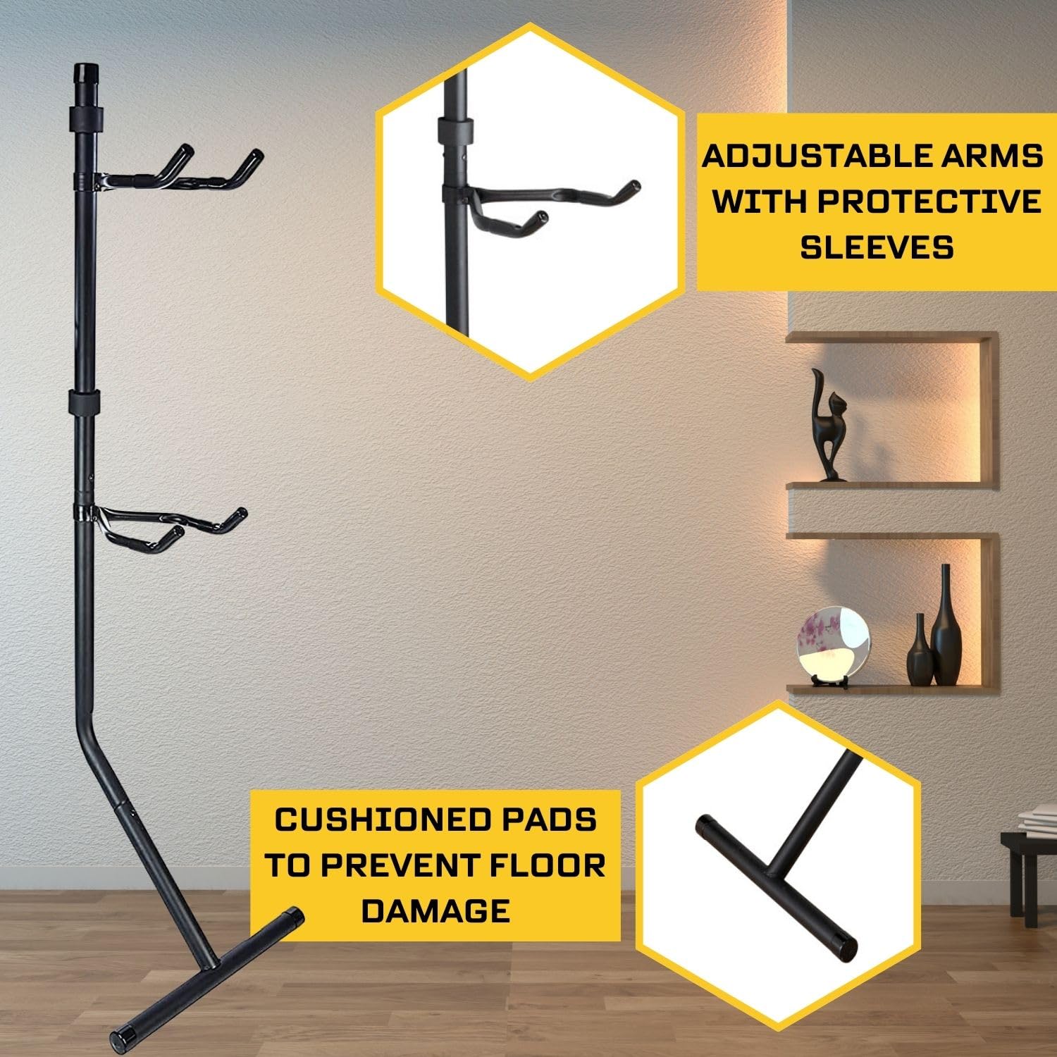 Saris Bike Home Storage Rack - Space Saving In-Home Bicycle Bunk for 2 Bikes - Heavy Duty Wall Mounted Bike Organizer - Perfect for Garage, Apartment & Small Spaces (Black)