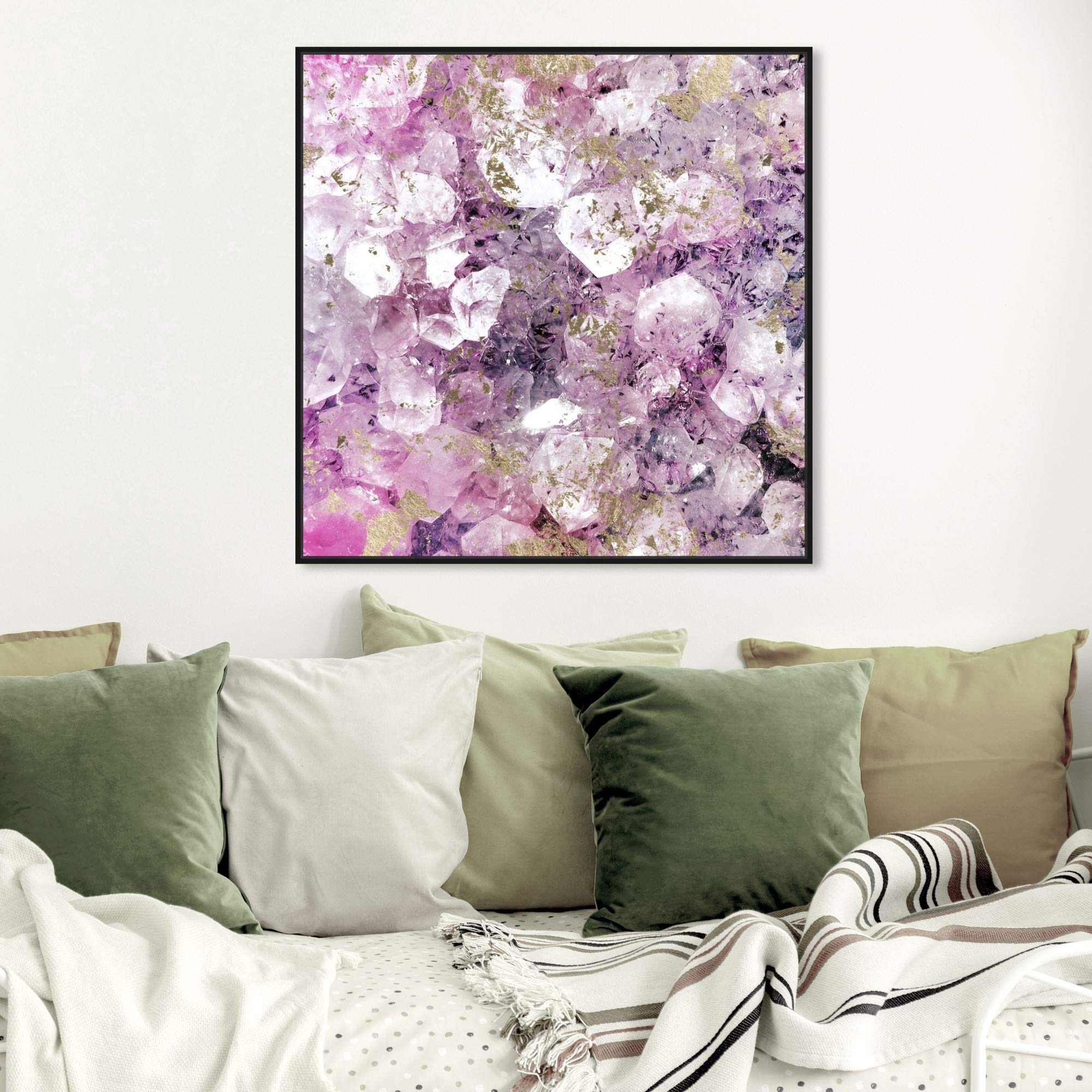 Oliver Gal Abstract Framed Wall Art - 30x30 Inch Purple & Gold Crystal Canvas Print for Living Room, Bedroom & Office Décor | Modern Romantic Home Wall Decor