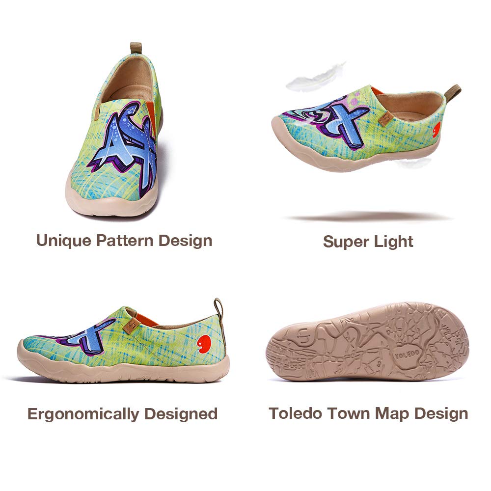 UIN Women's Slip On Loafers - Lightweight Casual Sneakers with Artistic Paint Design for Walking, Travel & Everyday Wear | Comfortable Breathable Flats for Work, Shopping & Outdoor Activities
