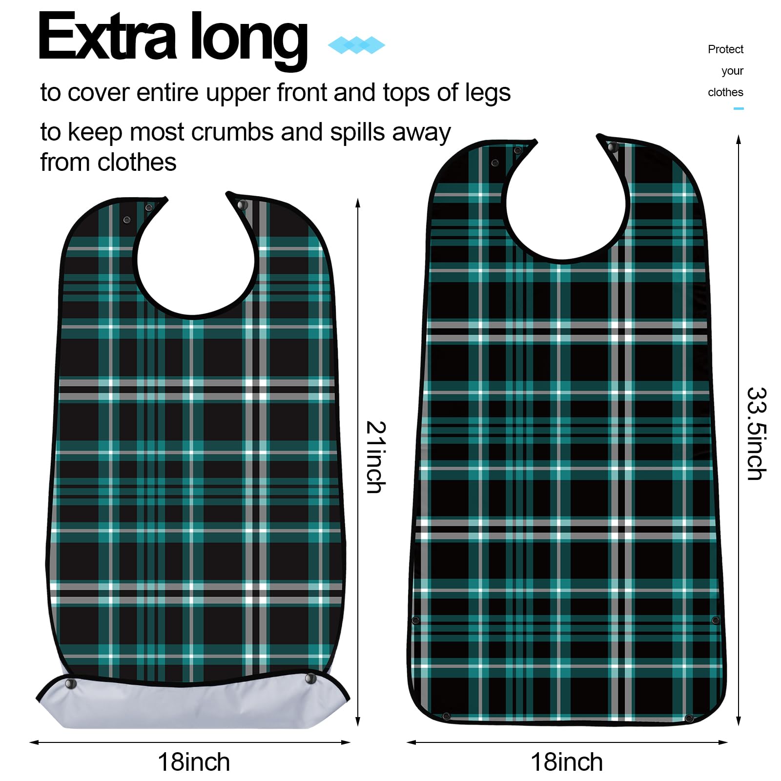 SATINIOR 6 Pack Adult Bibs for Men & Elderly - Waterproof, Washable, Crumb Catcher Eating Bibs - Ideal Clothing Protector for Dining, Nursing Homes, or as Thoughtful Father's Day Gifts