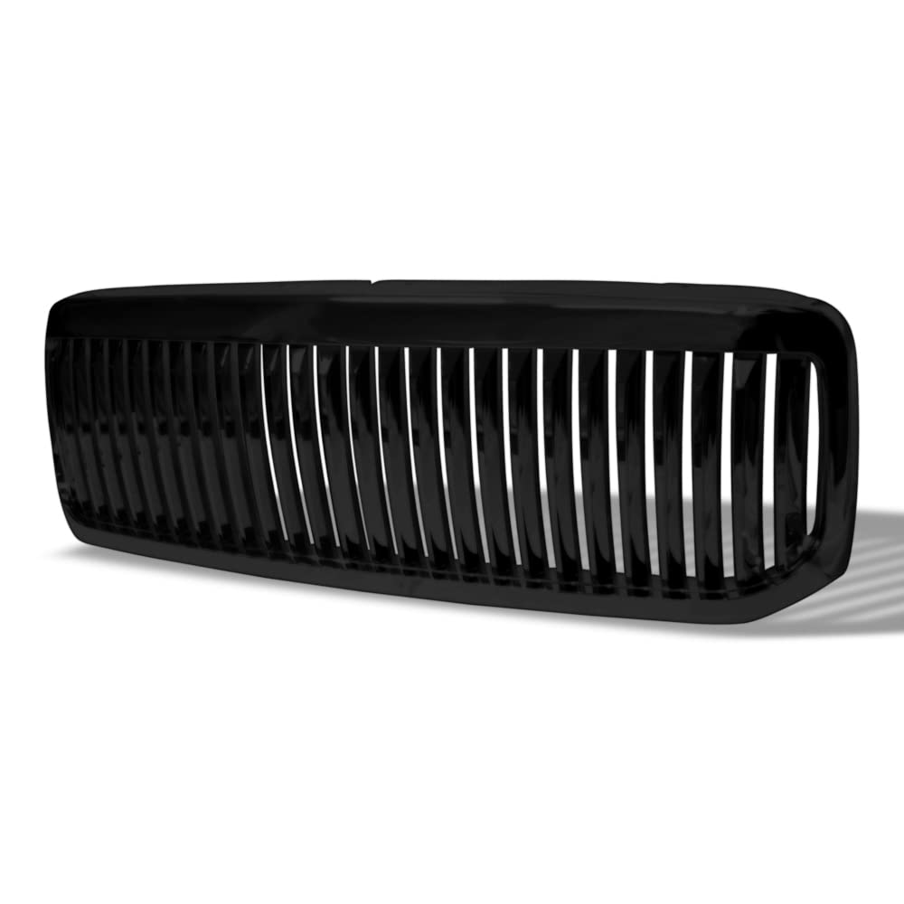 **1999-2004 Ford F250 F350 F450 F550 Super Duty & 2000-2004 Excursion Glossy Black Vertical Front Bumper Grille - Heavy Duty Replacement for Off-Road & Towing**
