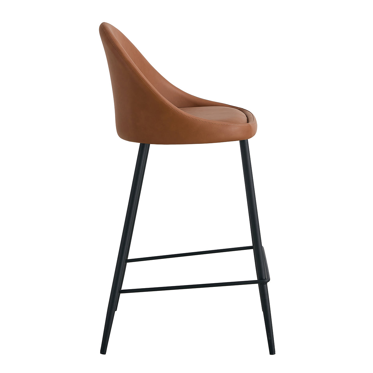 Premium Leo Leatherette Bar Stools (Set of 2) - Modern PU Leather Counter Height Stools for Kitchen Island, Breakfast Bar & Home Decor