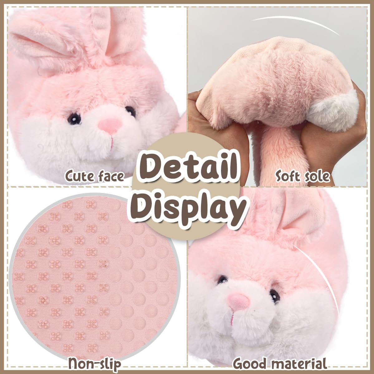 Caramella Bubble Classic Bunny Slippers for Women - Funny Animal Novelty House Shoes for Adults - Cute Plush Rabbit Slippers for Indoor Comfort & Relaxation - Perfect for Home, Lounge & Bedroom Wear