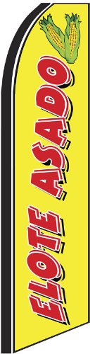 5 Pack ELOTE ASADO 11.5' Swooper #4 Feather Flags - Outdoor Advertising Banners for Restaurants, Food Trucks, and Street Vendors
