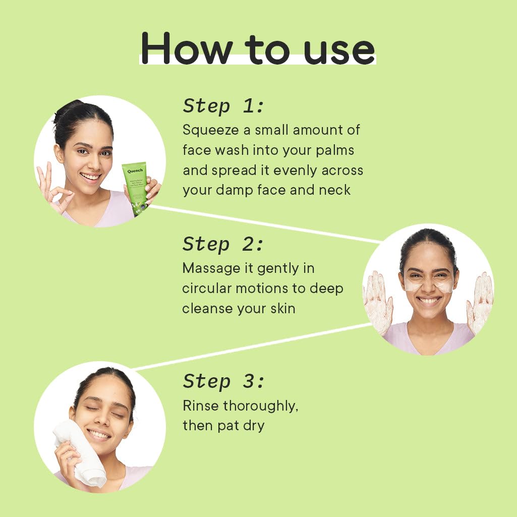 QUENCH BOTANICS Korean Matcha Green Tea Face Wash - Skin Detox Gel Cleanser with Antioxidants for Oily & Acne-Prone Skin | Reduces Breakouts & Pores | Made in Korea (25ml) | Perfect for Morning & Night Skincare Routine