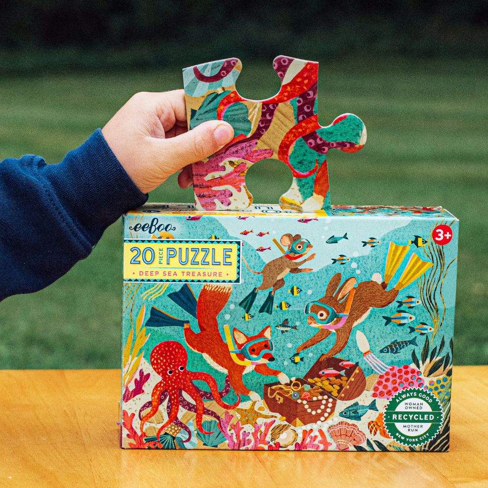 eeBoo Deep Sea Treasure 20-Piece Jigsaw Puzzle for Kids - Fun Ocean Animal Learning & Educational Toy for Family Game Night