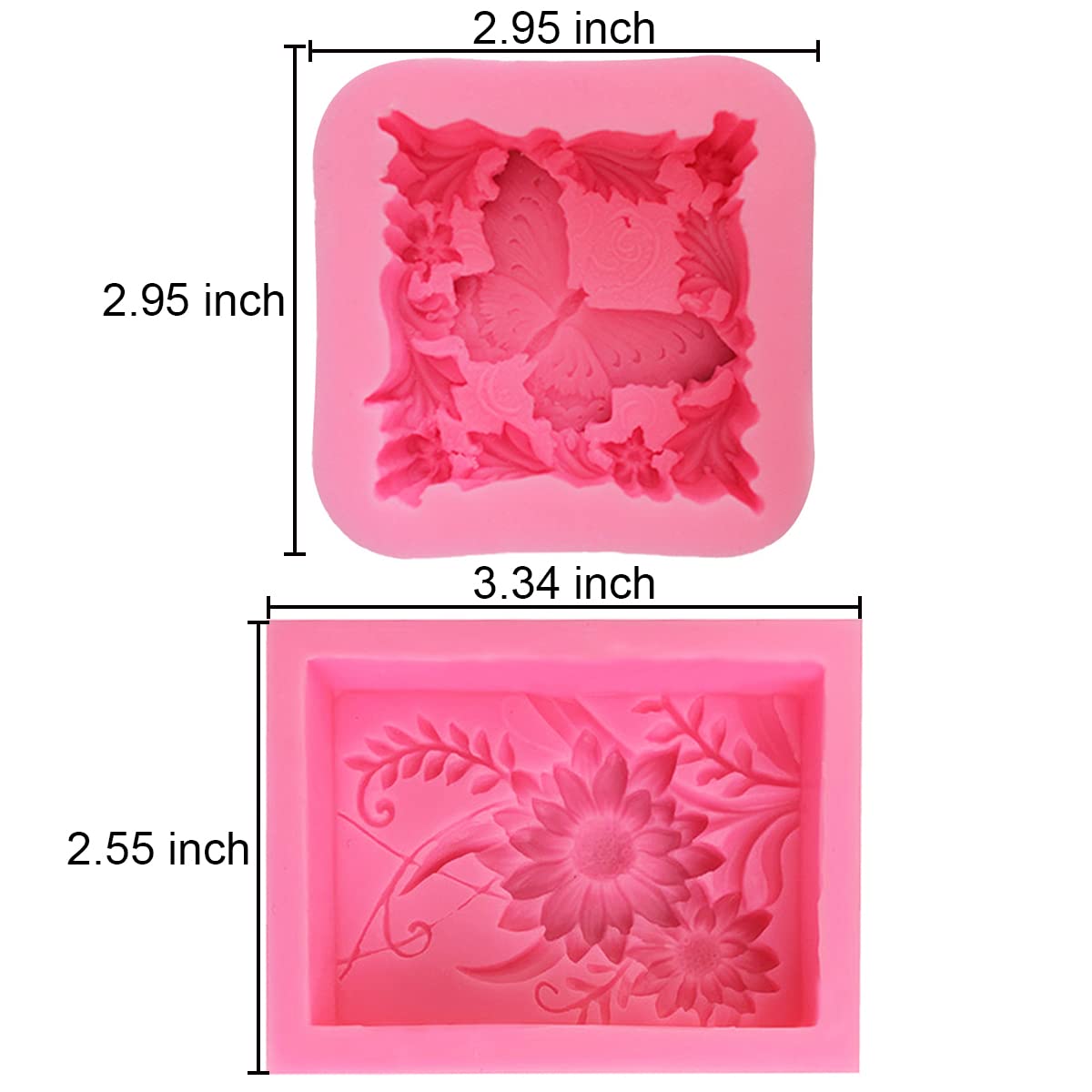 2 Pcs Butterfly Flower Soap Mold - 3D Silicone Mold for DIY Handmade Soaps, Bath Bombs, Lotion Bars, Candles - Perfect for Home Spa, Wedding Favors, and Gift Making