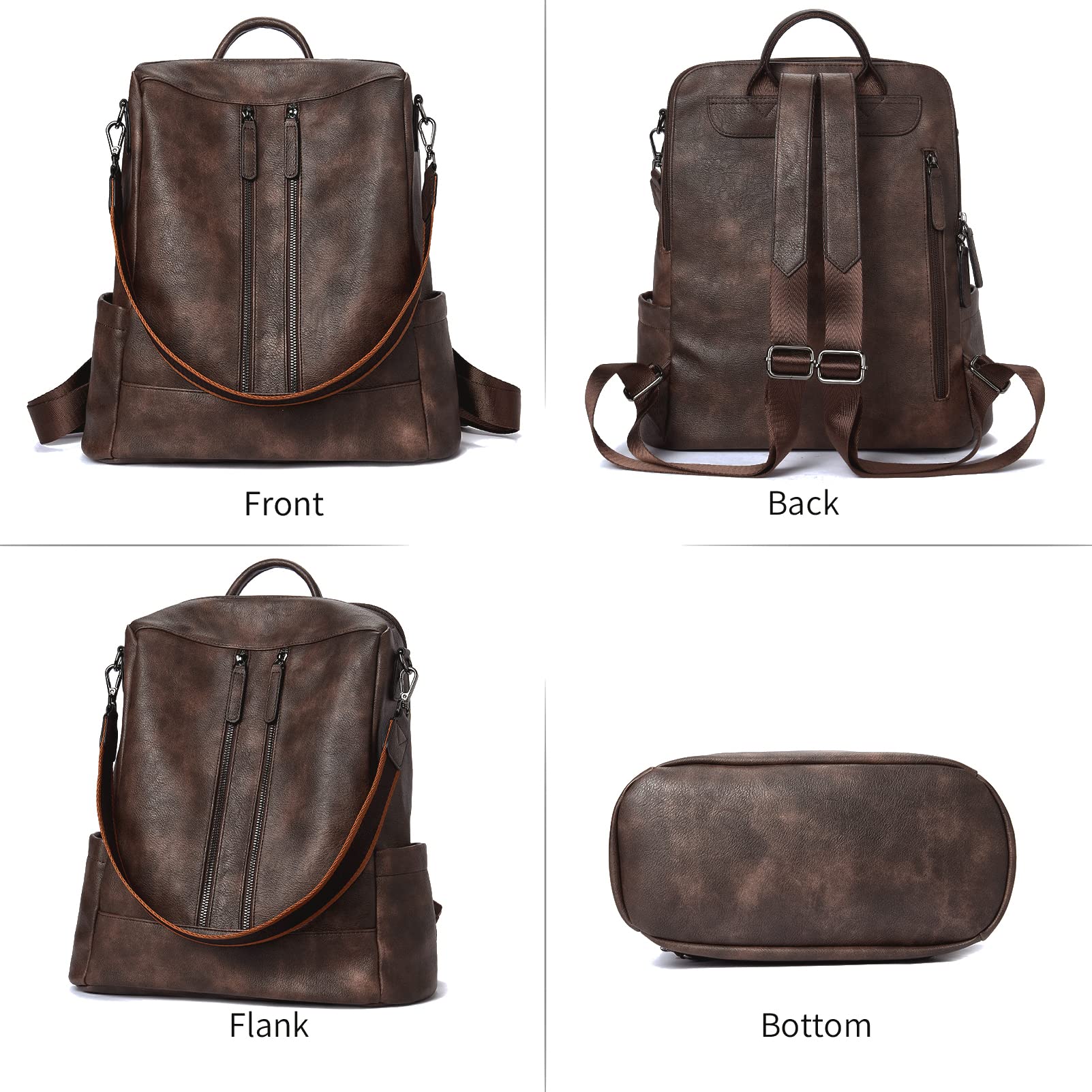 BROMEN Women's Leather Backpack Purse - Anti-Theft Fashion Shoulder Bag & Handbag for Work, Travel & College | Stylish Bookbag for Everyday Use