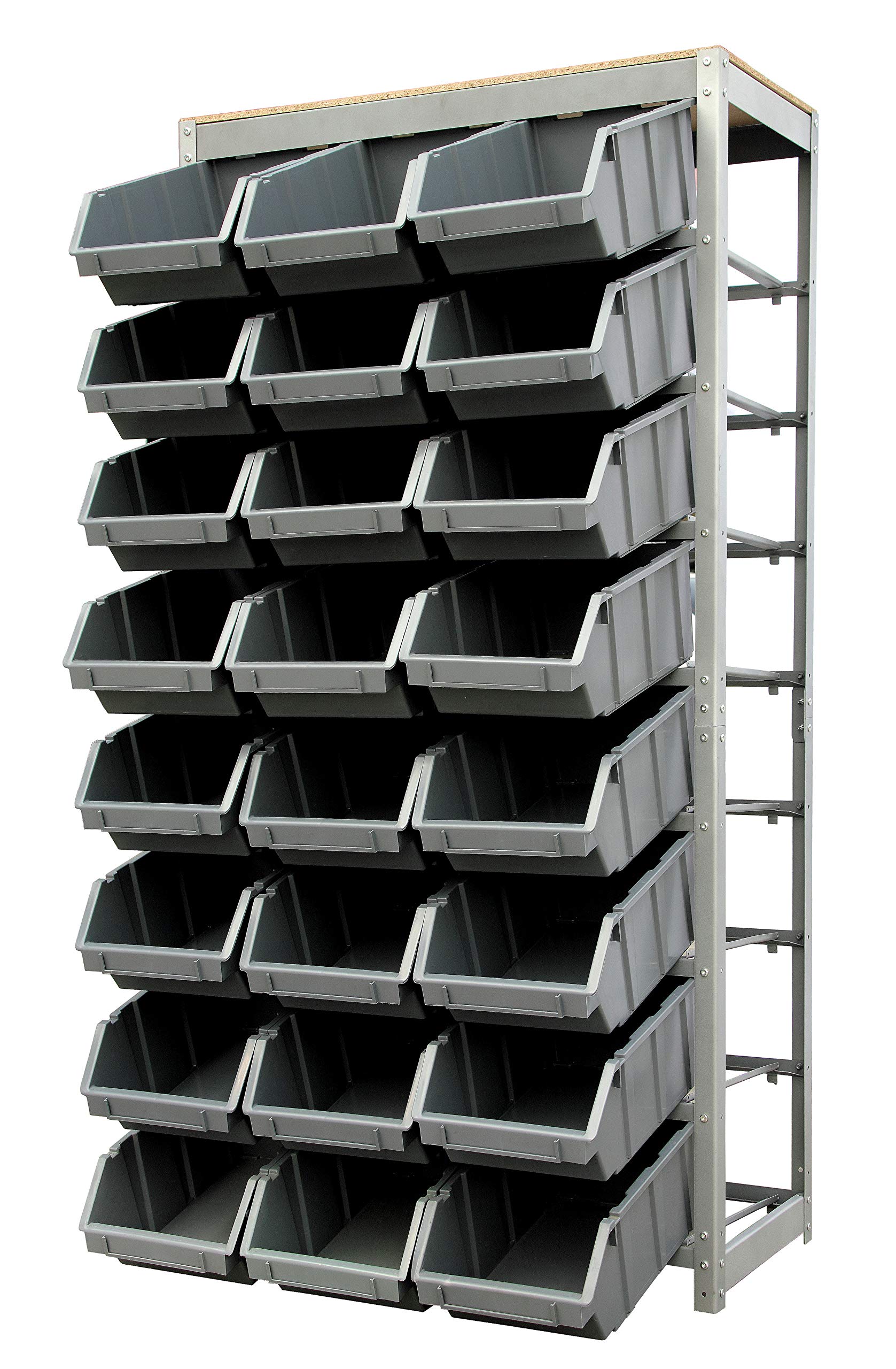 King's Rack Heavy Duty Steel Storage System - 8-Tier Shelving Unit with 24 Plastic Bins | Garage Organization, Warehouse Storage & Retail Display Rack