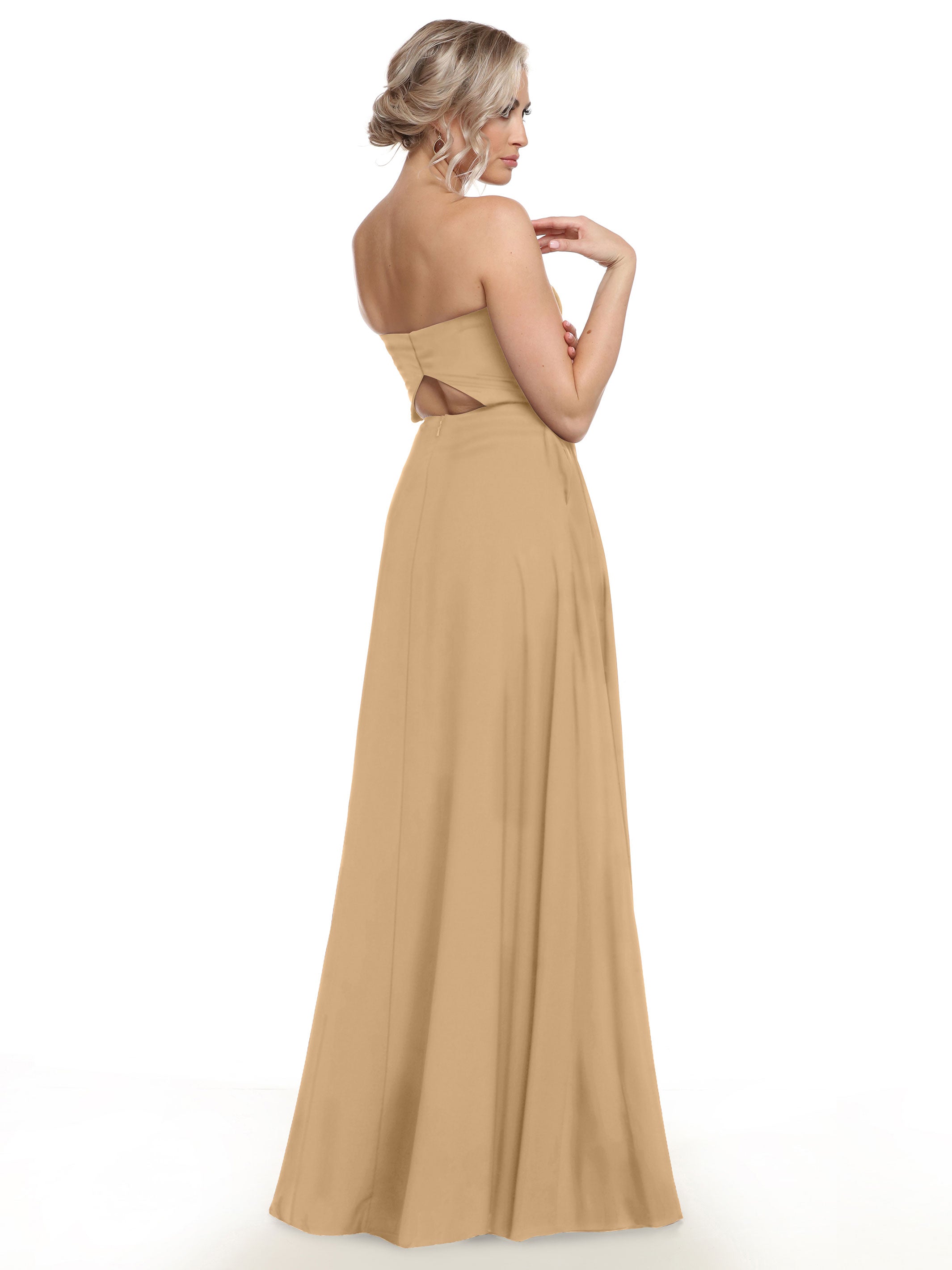 Strapless Stretch Chiffon A-Line Bridesmaid Dress with Pockets & Side Slit - Elegant Formal Wedding Party Gown for Bridesmaids, Evening Events & Special Occasions
