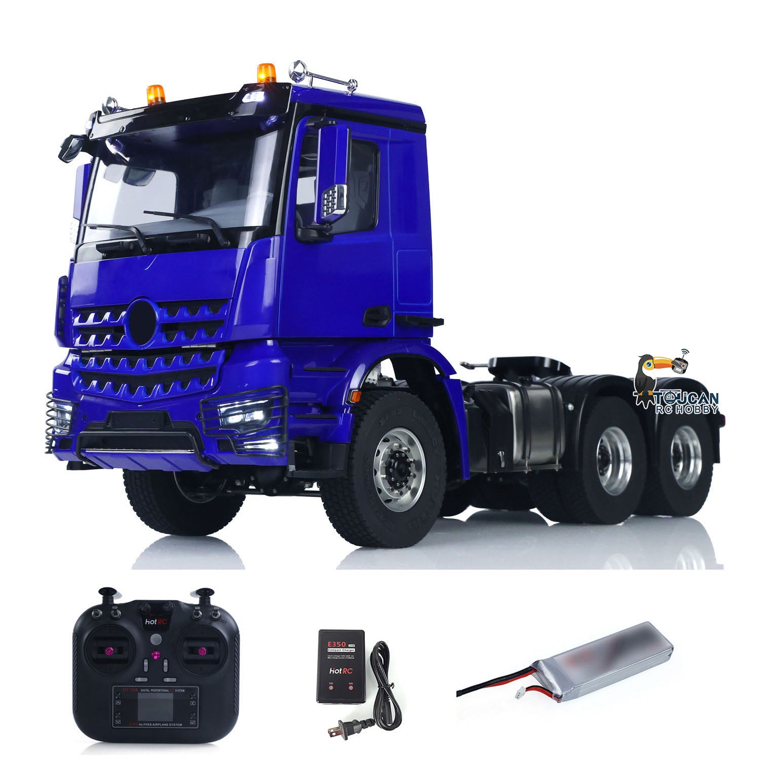 1/14 Scale 6X6 RC Tractor Truck - 2-Speed Radio Controlled Lorry with Battery (RTR) | No Lock Differential Axles | Compatible with TAMIYA Semi Trailer | Fast Free Shipping | Perfect for Off-Road Adventures & Construction Site Play
