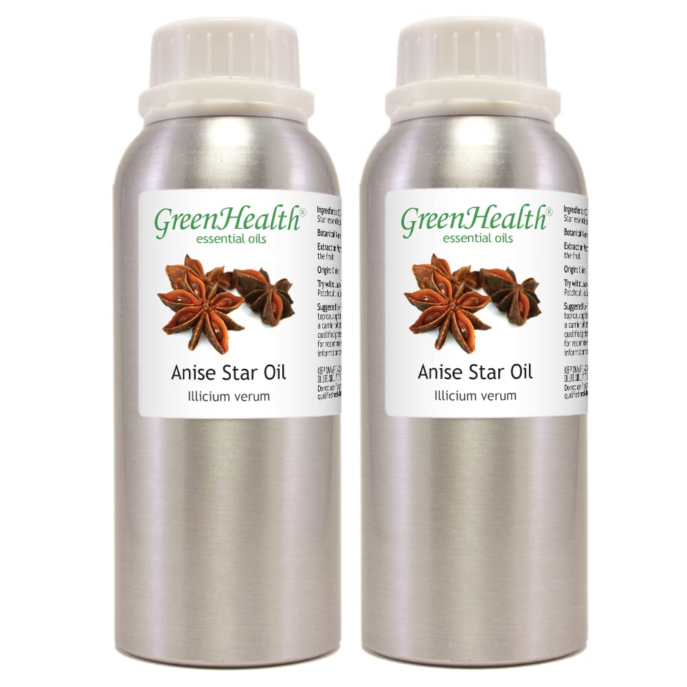 2 Bottles - 100% Pure & Uncut Anise Star Essential Oil, 8 fl oz - GreenHealth | Aromatherapy, Massage & DIY Skincare