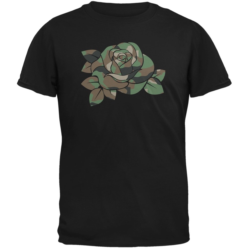Old Glory Camo Rose Military Wife T-Shirt - Patriotic American Flag Camouflage Design for Army Spouses | Perfect for Veterans Day, Military Appreciation & Support Events
