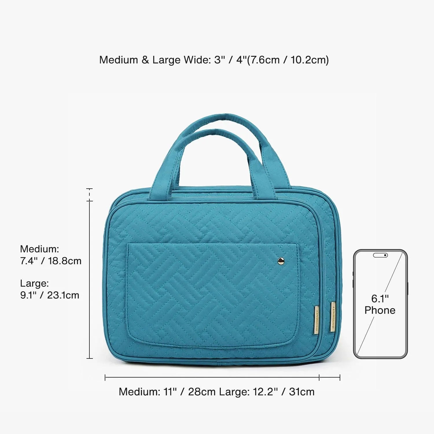 Bonchemin Teal Space Saving Toiletry Bag for Travel, Gym & Camping - Compact & Waterproof Cosmetic Organizer