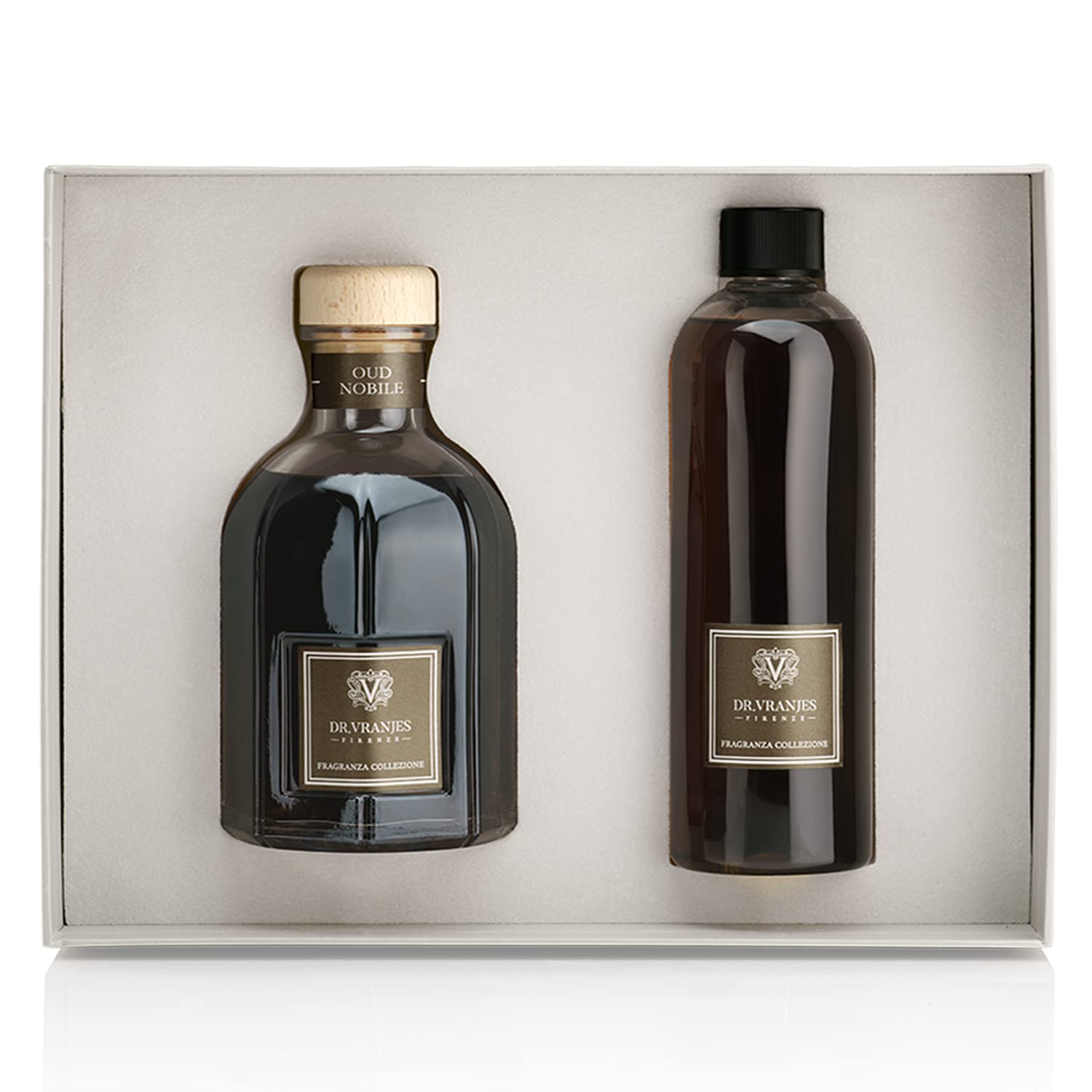 Dr. Vranjes Luxury Home Fragrance Gift Set - 500ml Oud Nobile Reed Diffuser with Refill & White Sticks | Oriental Scent with Bergamot, Oud & Myrrh | Perfect for Living Room, Bedroom & Office Aromatherapy