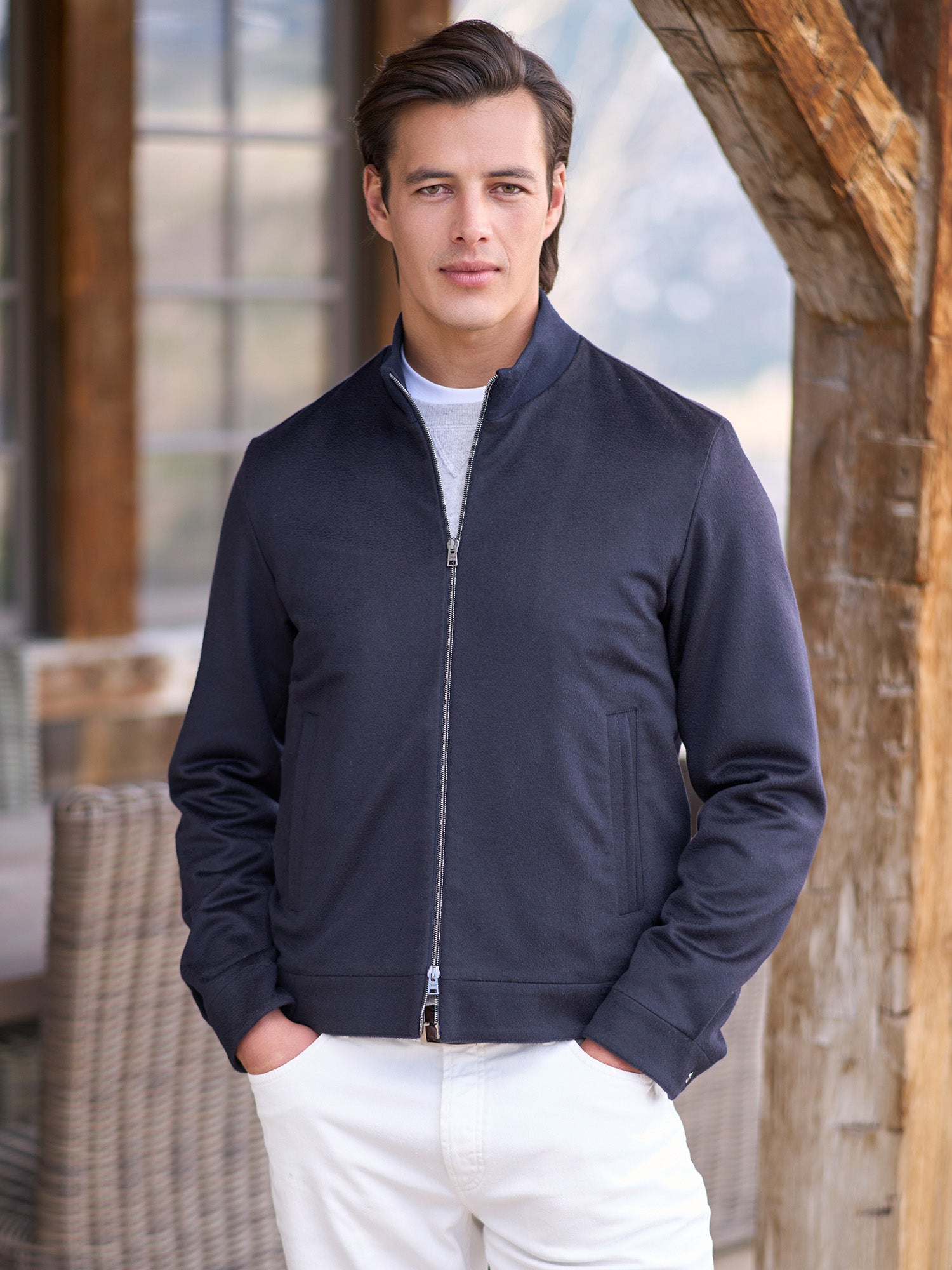 Luxury Cashmere Bomber Jacket for Men & Women - Soft Winter Coat with Zipper Closure - Perfect for Travel, Work & Casual Outfits