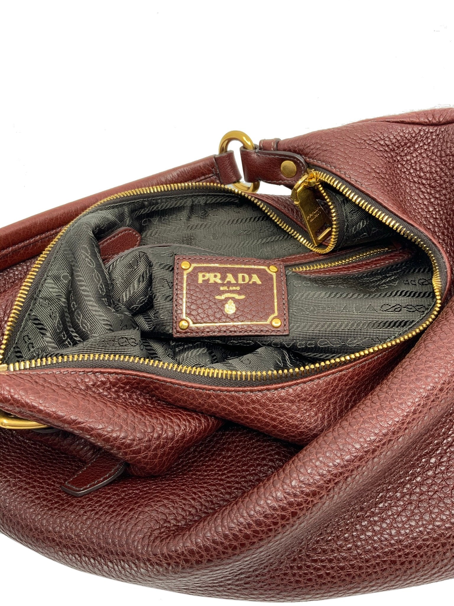 Prada Leather Vitello Daino Hobo Bag for Women | Luxury Designer Handbag | Everyday Crossbody Purse for Work, Travel & Shopping