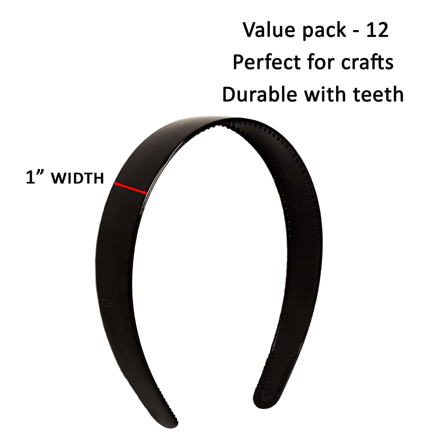 HappyMates 6-Pack Plastic Plain Headbands with Teeth Comb - Skinny DIY Hair Bands for Women & Girls - Perfect for Halloween, Cosplay, and Everyday Styling