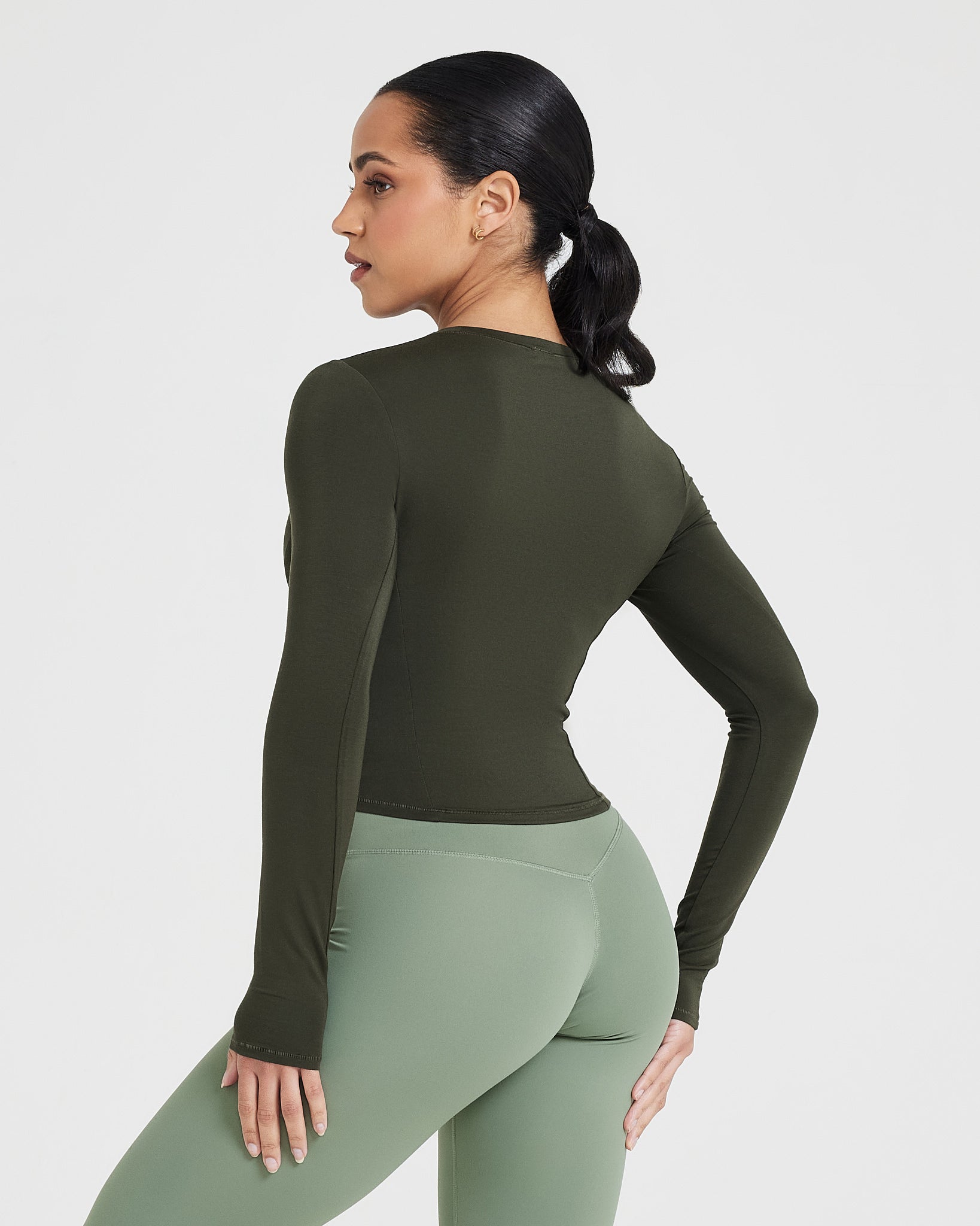 Mellow™ Soft Mid Long Sleeve Women's Tops - Comfortable Khaki Casual Shirt for Everyday Wear | Perfect for Office, Dating & Weekend Outfits