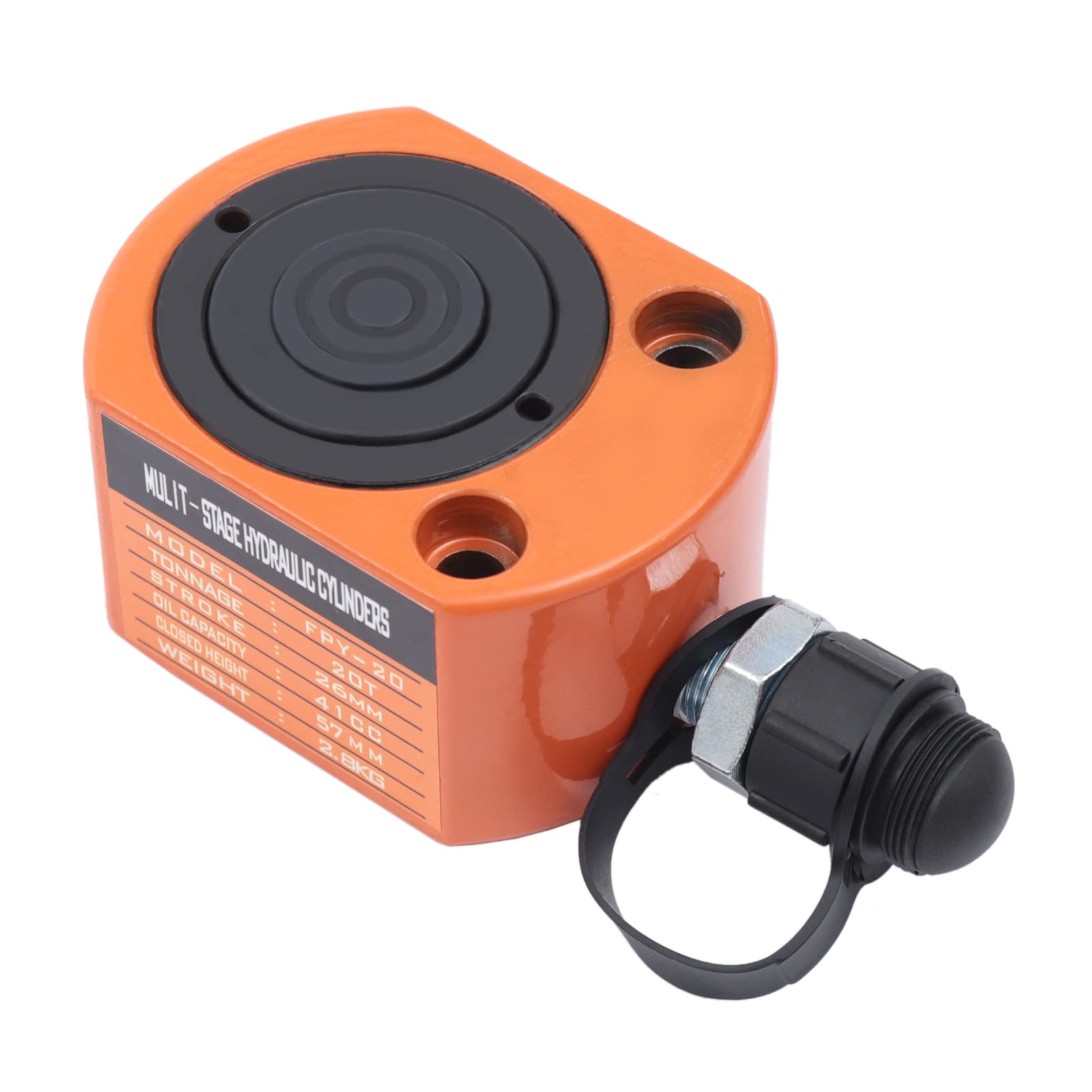 20 Ton Hydraulic Cylinder Jack - Low Profile Heavy Duty Lifting Ram with 2 Retractable Strokes for Industrial Equipment, Automotive Repair, and Construction Lifting Applications