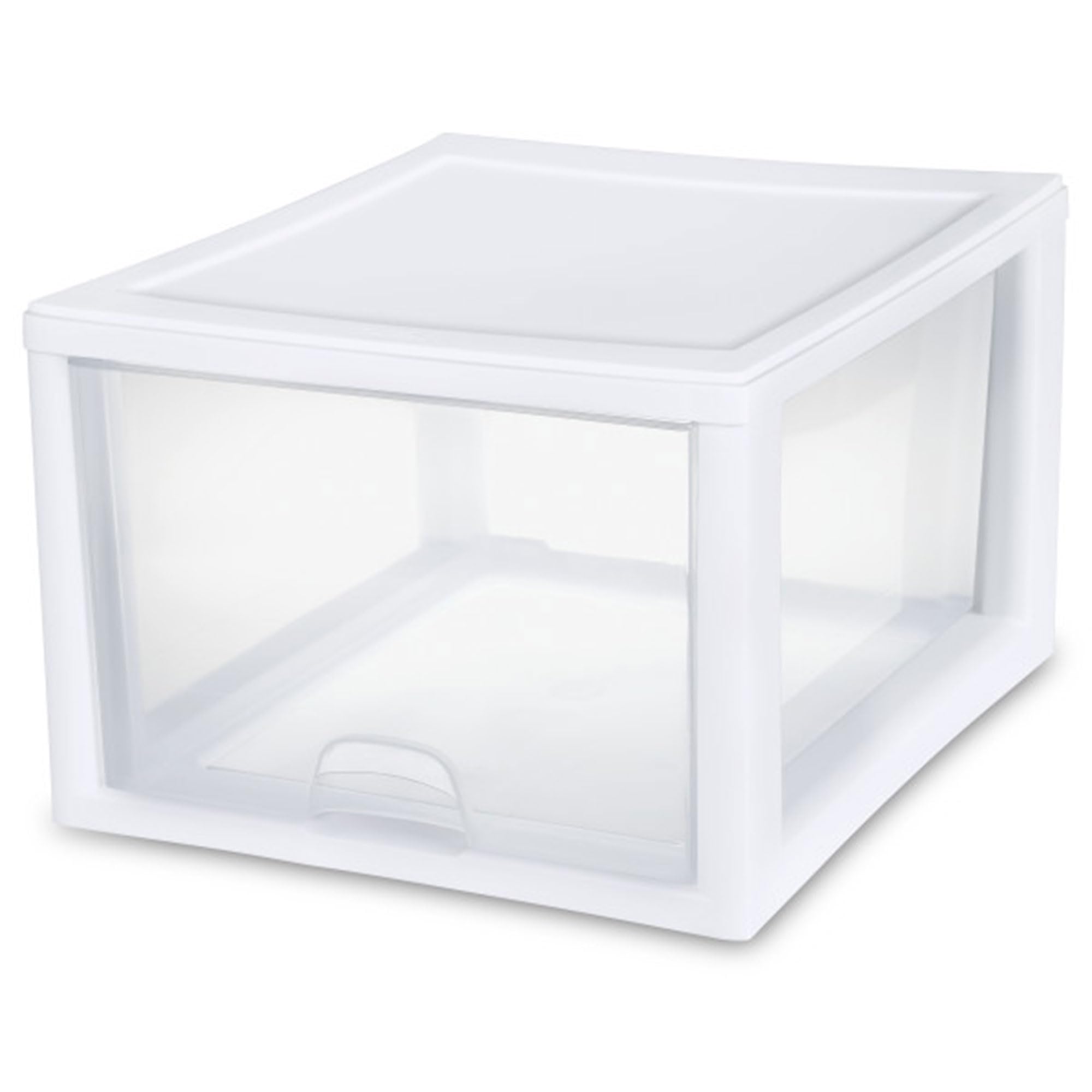 Sterilite 16-Pack Clear Stacking Drawers with White Frame - 27 Quart Plastic Storage Bins for Closet Organization - Perfect for Bedroom, Office, and Garage Storage Solutions