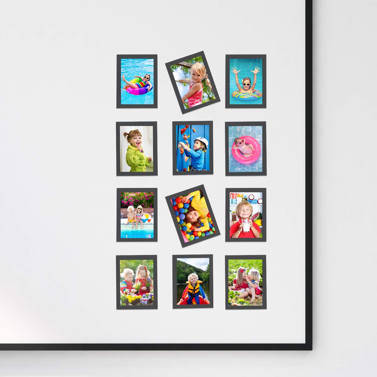 HIIMIEI 5x7 Inches Magnetic Photo Frames for Refrigerator - 20 Pack Black Fridge Magnets with Scratch-Resistant Removable Film - Perfect for Family Photos, Kids Artwork, and Office Memos