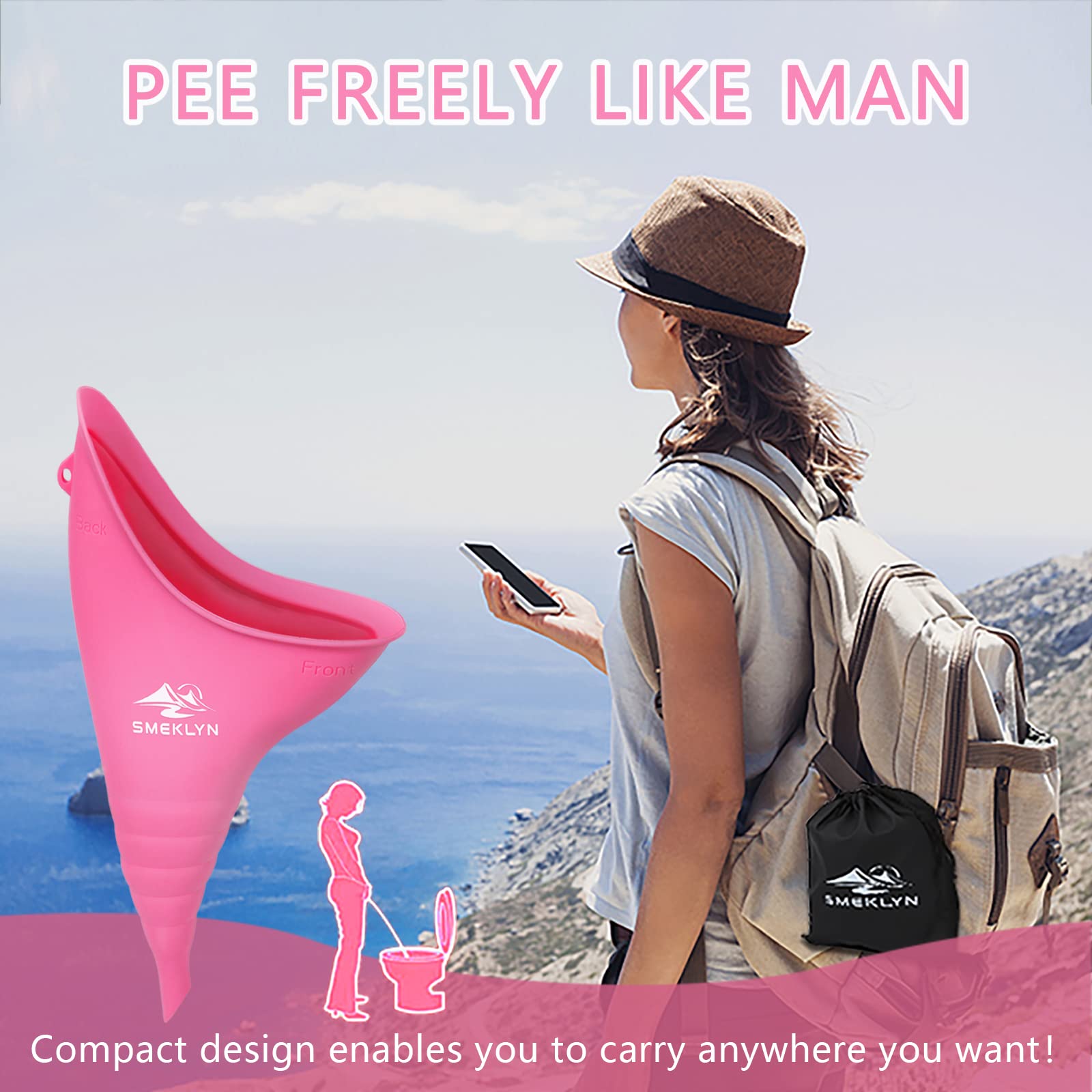 Reusable Silicone Female Urinal for Camping, Hiking & Travel
