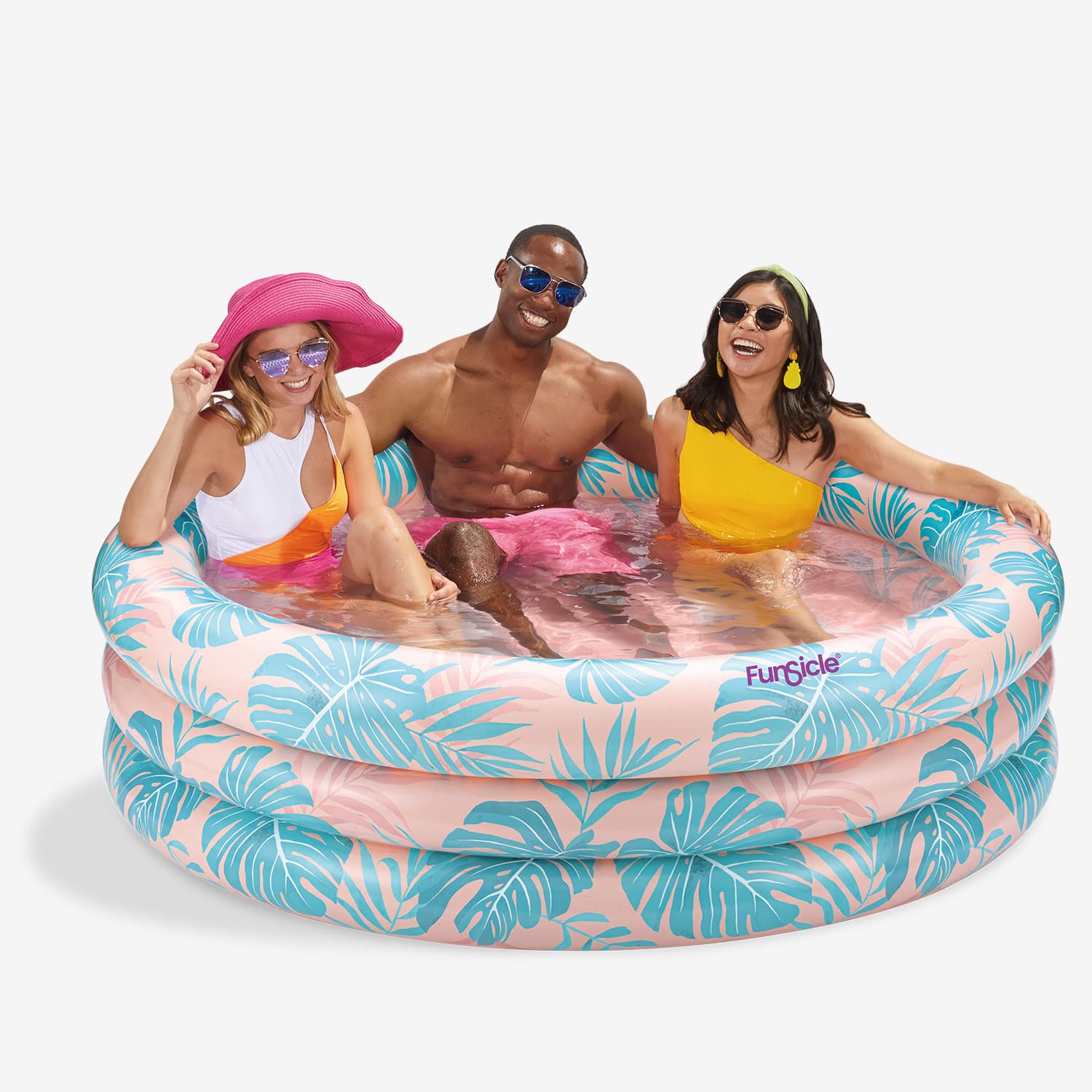 Funsicle Blue Palm Pool Float - Inflatable Pool Lounger for Adults, Summer Water Relaxation, Beach Party, Pool Party Accessories
