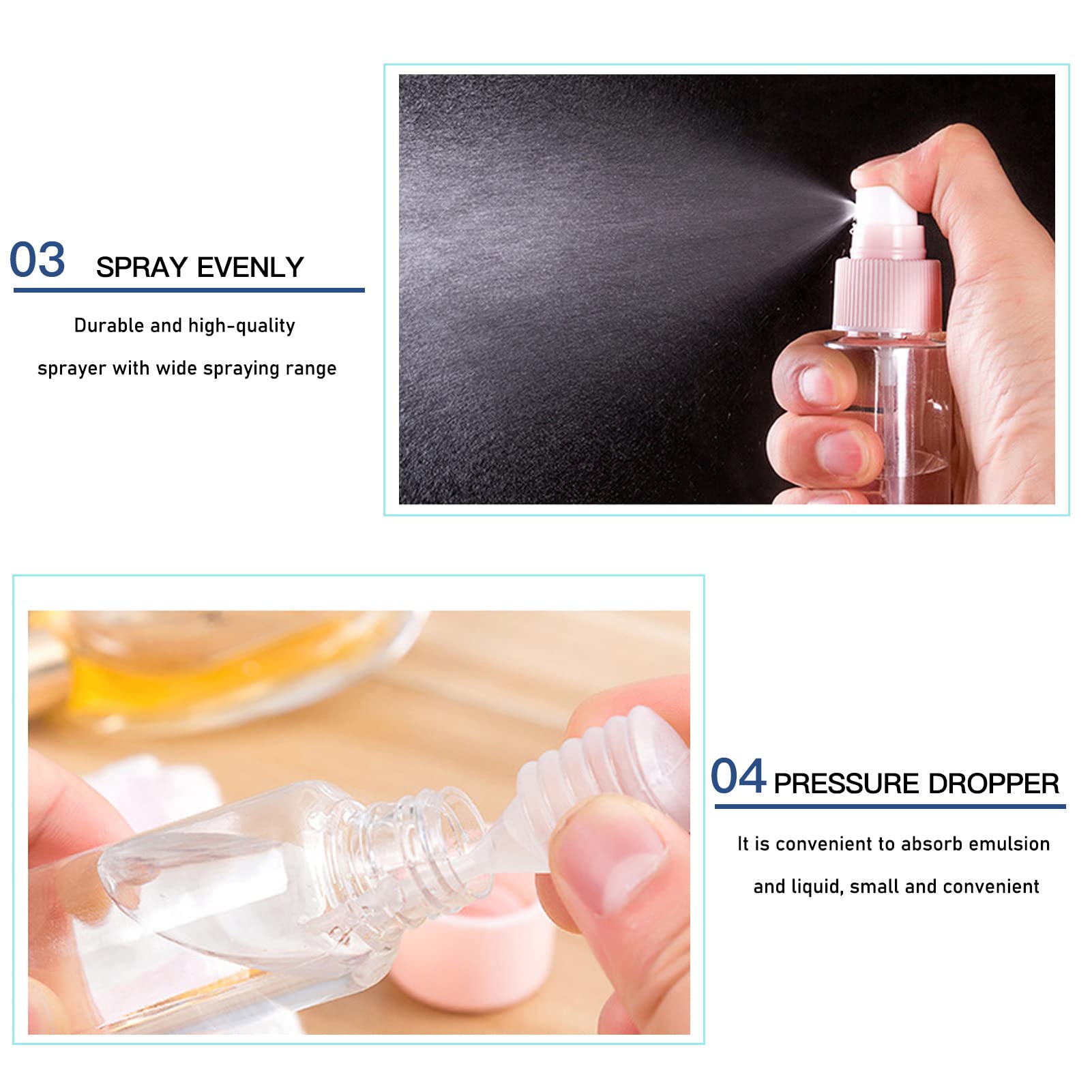 ORIJOYNA 5-Pack Leak Proof Travel Bottles Set - Clear TSA Approved Toiletry Containers for Shampoo, Lotion, Face Cream & Soap (Blue) | Perfect for Air Travel, Camping & Gym Essentials