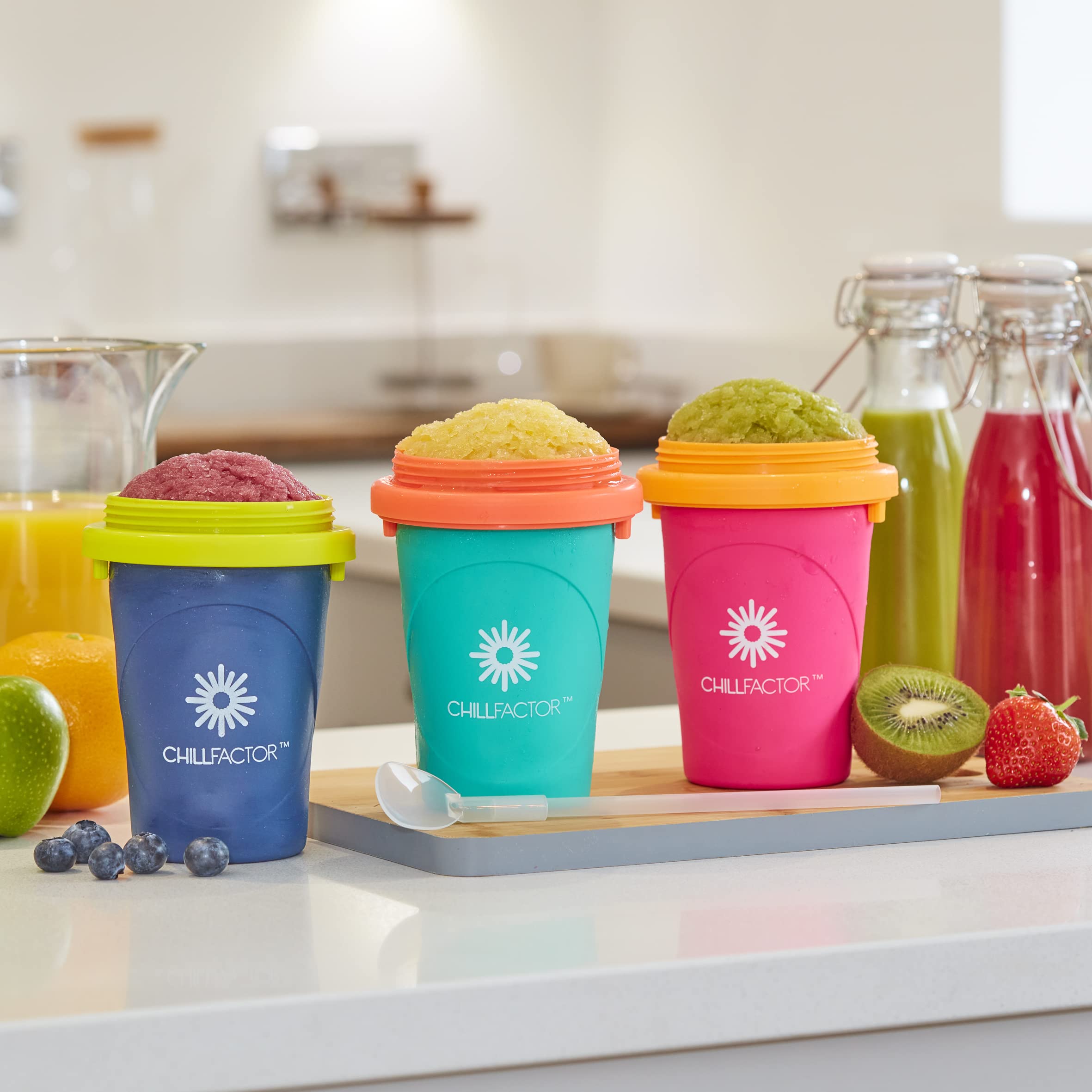 ChillFactor Slushy Maker Cup - Reusable DIY Slushie Maker for Kids & Adults, Neon Pink Frozen Drink Maker, Perfect for Summer Parties, Poolside Treats & Family Fun