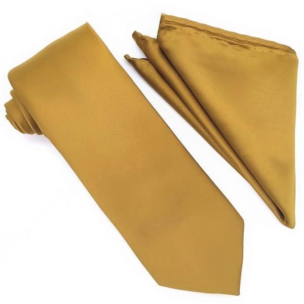 Luxury Gold Tie and Pocket Square Set for Men - Elegant Wedding, Prom & Formal Events Accessories