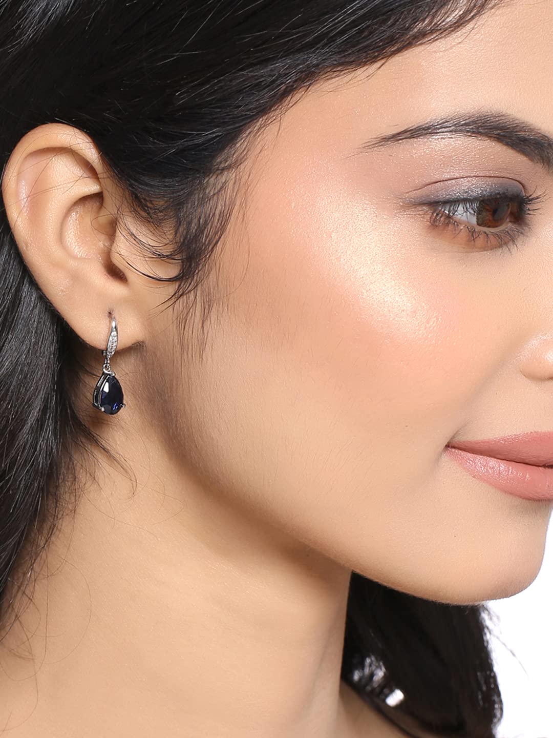 Yellow Chimes Drop Earrings for Women & Girls | Silver Tone Blue Crystal Teardrop Studded Dangle Earrings | Birthday & Anniversary Gift for Wife, Daughter, Sister | Perfect for Parties, Weddings & Everyday Wear