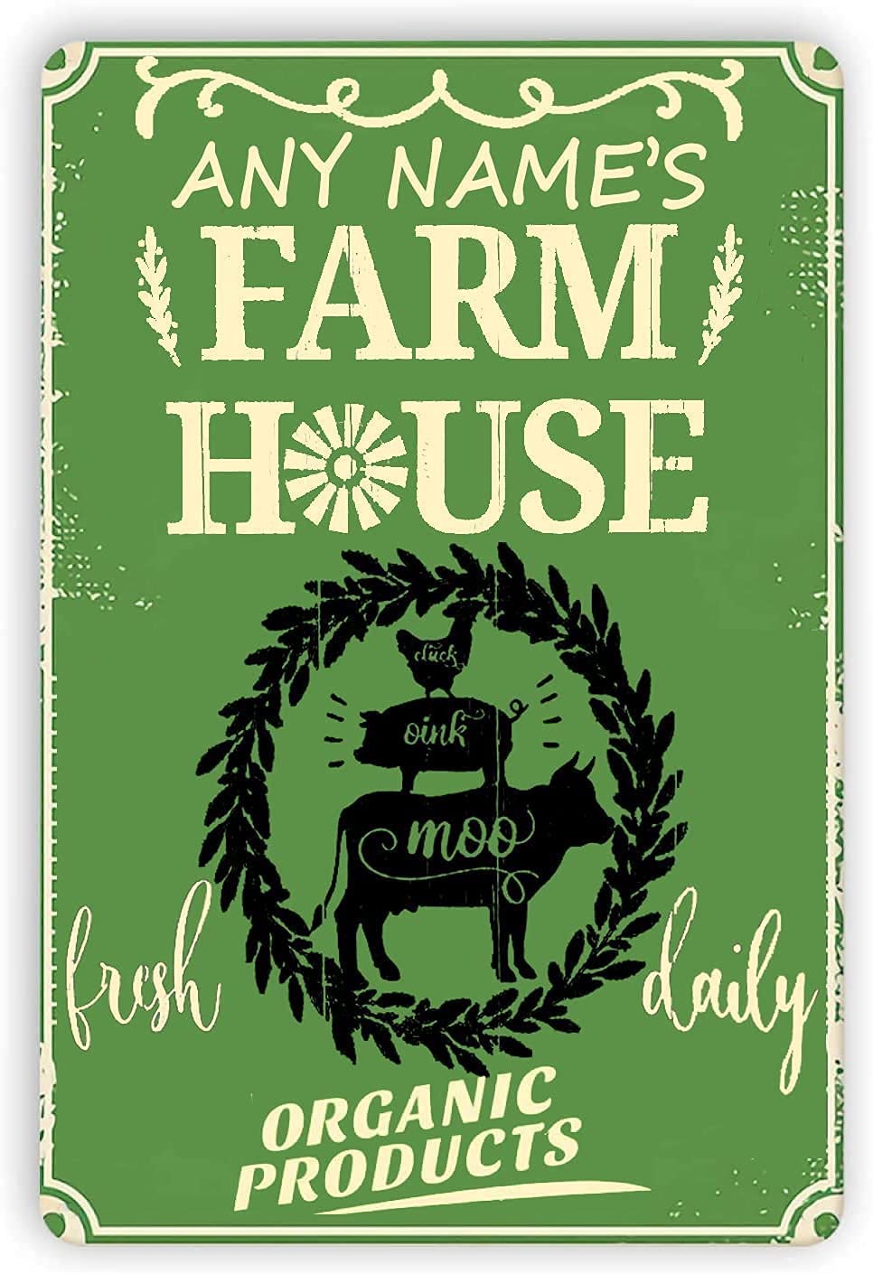 Personalized Farmhouse Sign - Fresh Daily Chicken Cow Pig Plaque - Rustic Kitchen & Backyard Decor - Perfect for Farmhouse, Chicken Coop & Country Home Décor