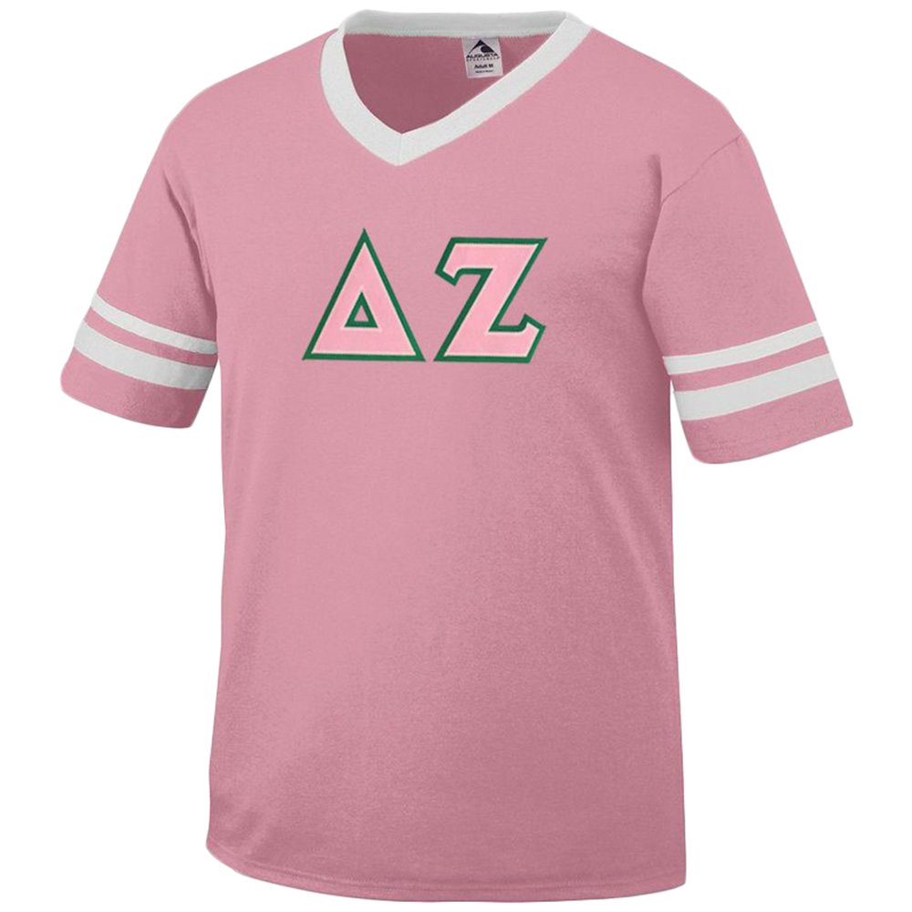 Delta Zeta Sorority Jersey with Greek Letter Applique - Perfect for Greek Life Events, Rush Week, and Sisterhood Celebrations