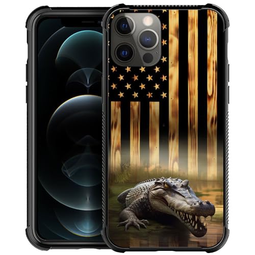 Wood grain American flag Alligator