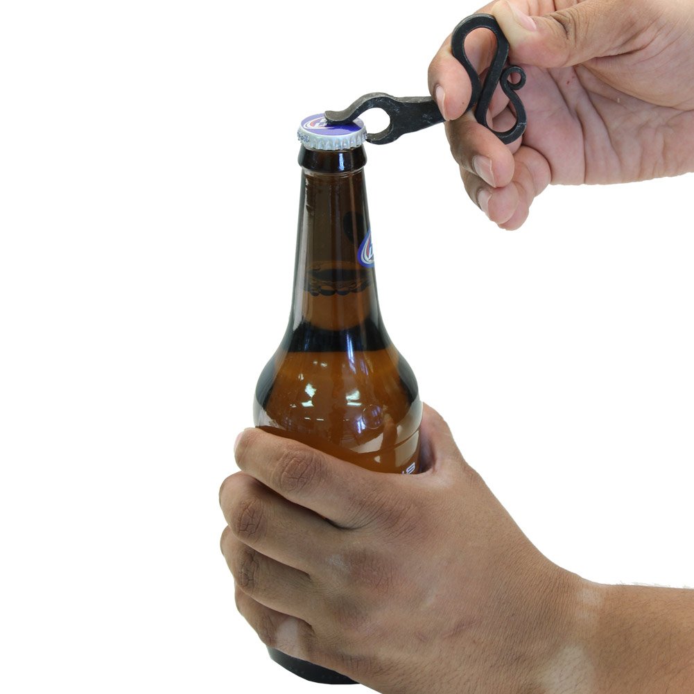 Hand Forged Medieval Iron Bottle Opener - Vintage Style Rustic Beer & Soda Bottle Cap Remover - Perfect for Home Bars, Camping, BBQ Parties & Medieval Themed Events