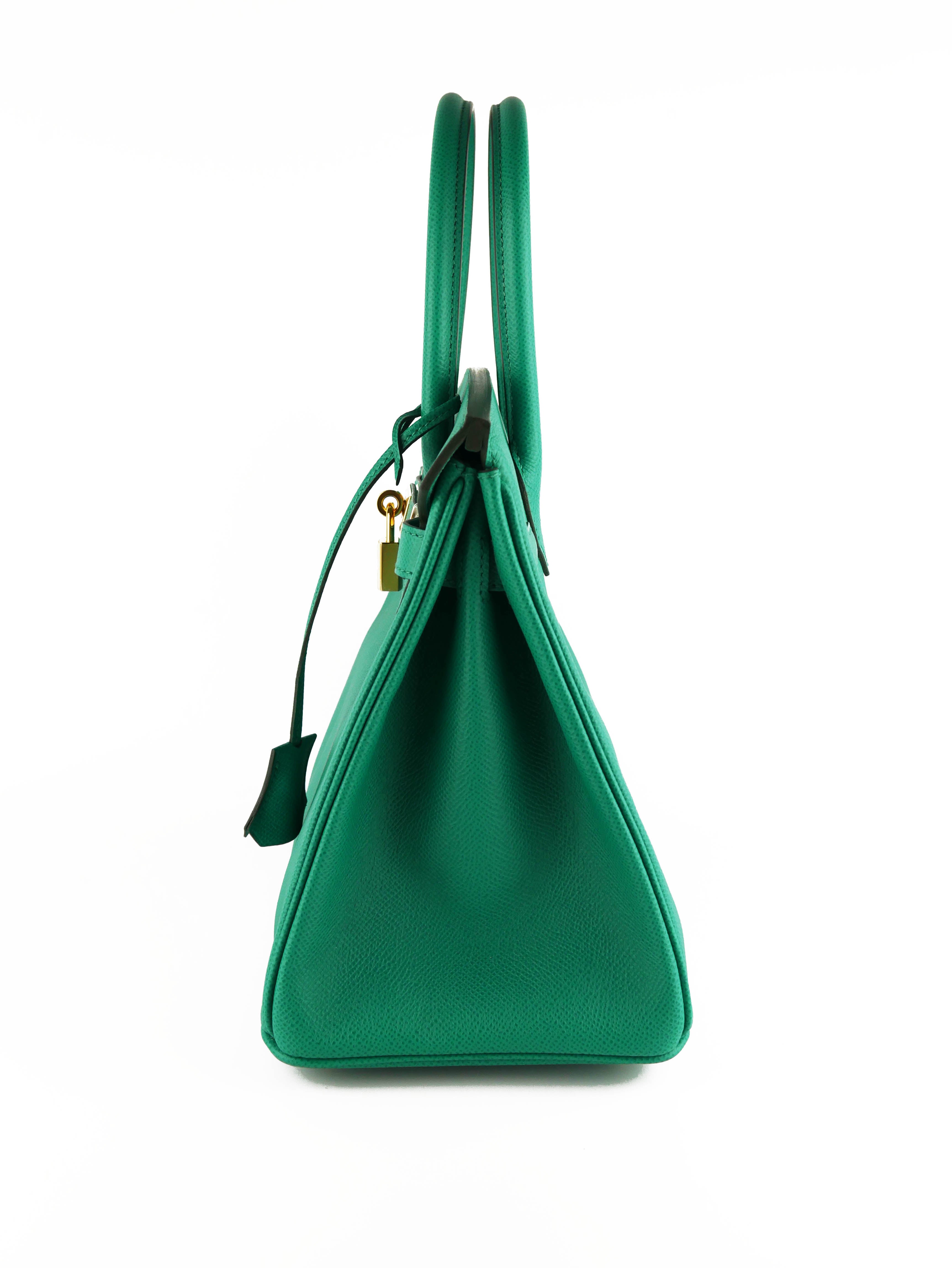 Authentic Hermes Birkin 30 Handbag in Vert Jade Green - Luxury Tote Bag for Women, Perfect for Work, Travel & Special Occasions