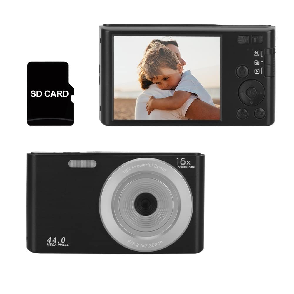 BODORME 44MP Vintage Digital Camera - 4K Video Recorder with Time-Lapse, Compact Camcorder for Vlogging, Kids Gift (Includes 16GB SD Card & Nero) - Perfect for Travel, Family Events & YouTube Content Creation