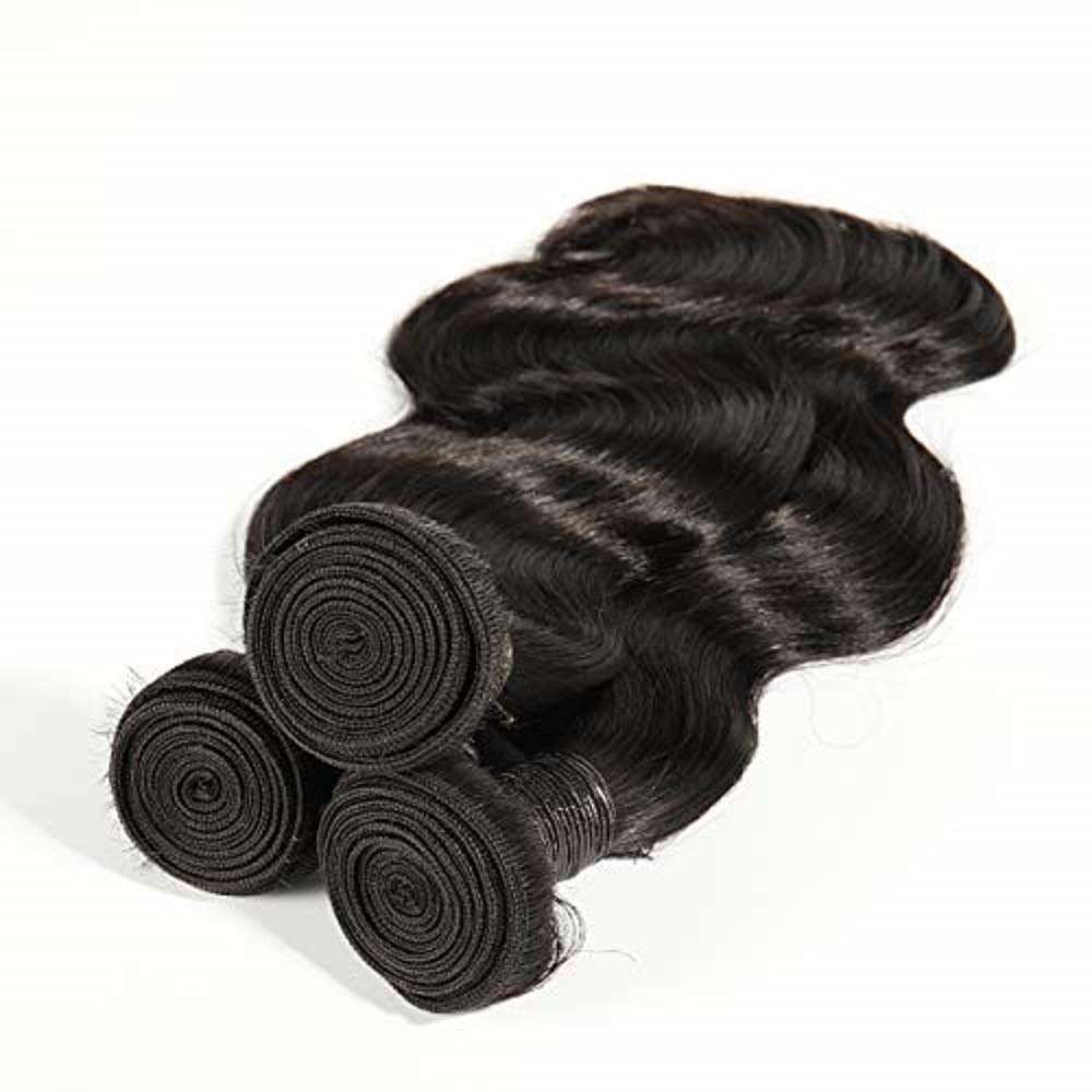 100% Unprocessed 10A Brazilian Body Wave Human Hair Weave - 3 Bundles with 4x4 Middle Part Lace Closure - Natural Color (8,8,8+8 Inch) for Sew-in Weave, Hair Extensions & Styling - Perfect for Daily Wear, Parties & Special Occasions