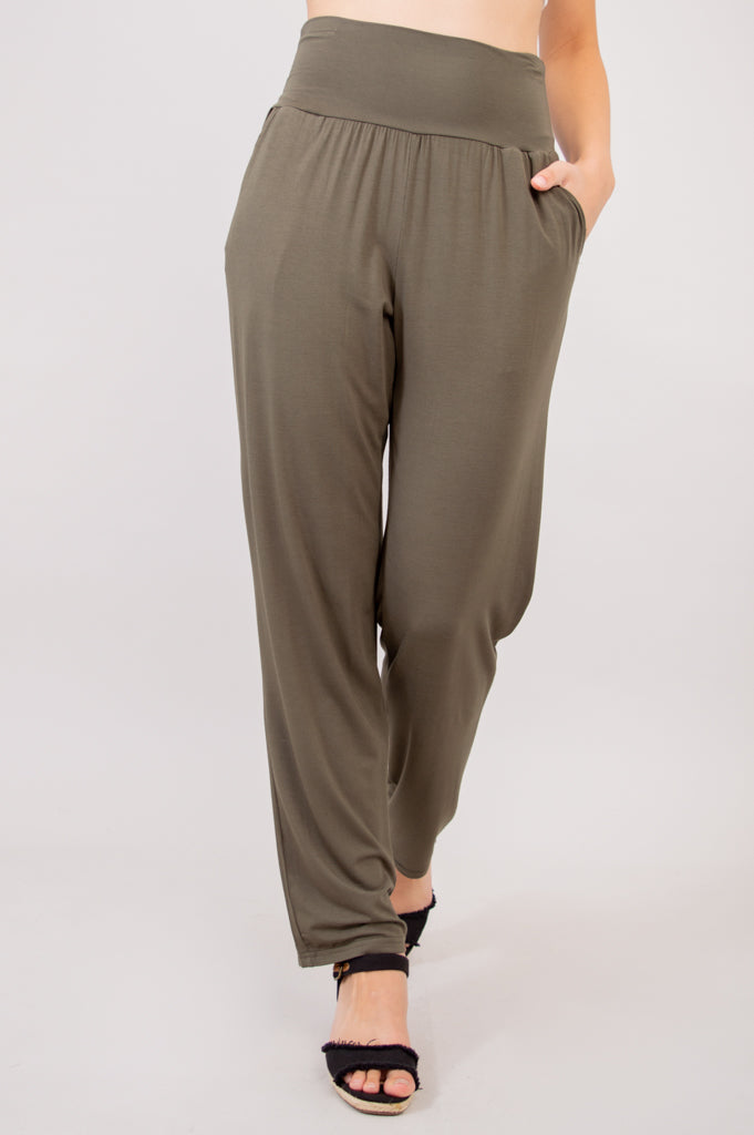 Clair Women's Khaki Bamboo Pants - Comfortable & Stylish Casual Wear for Work, Travel & Everyday Outfits