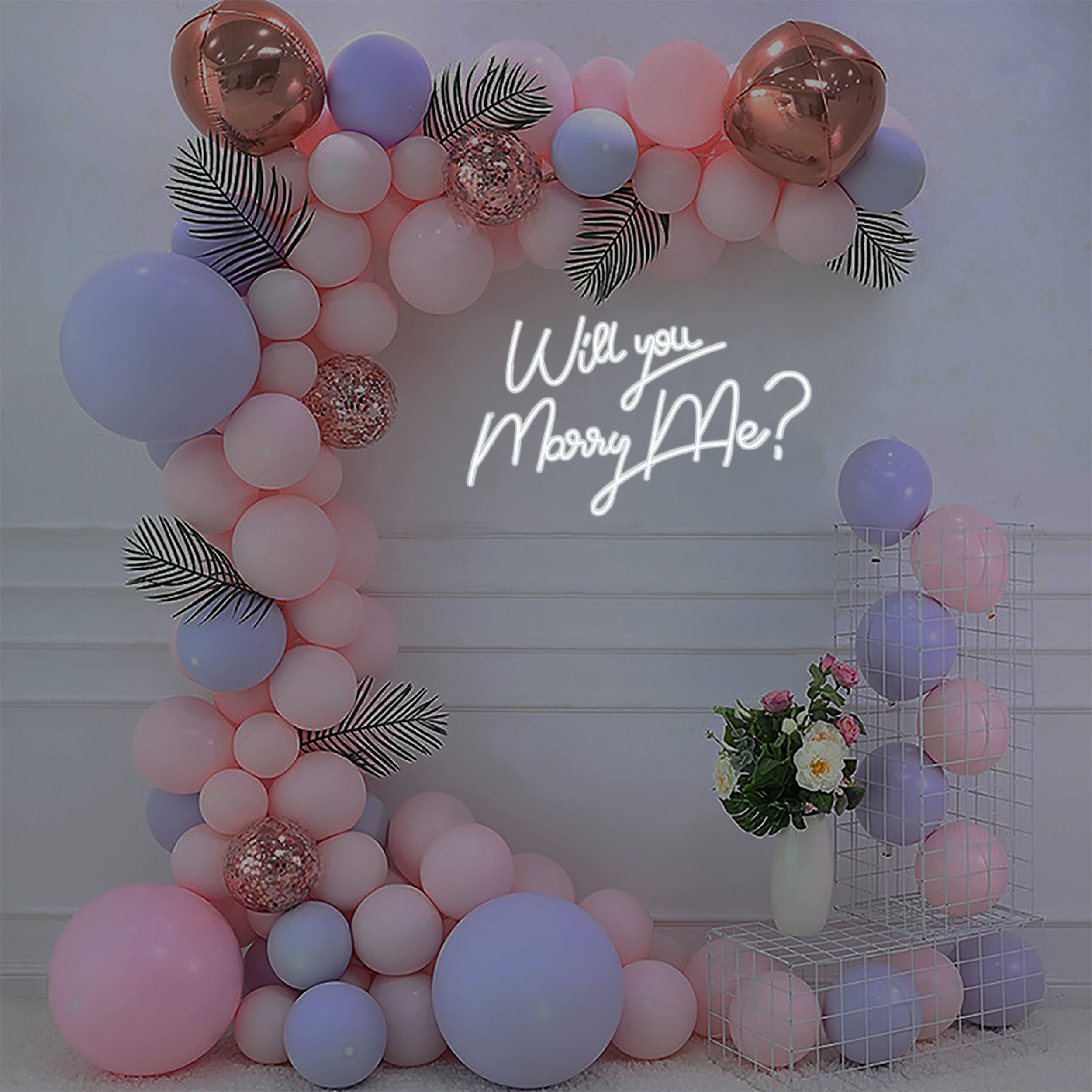 27.5 Inch Customizable 'Will You Marry Me?' Neon Sign with 12V Dimmer Switch - Romantic Wedding Wall Decor & Proposal Lighting for Bedroom, Party, and Special Events