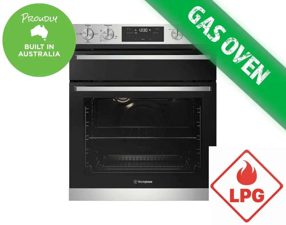 Westinghouse WVG655SCLP 60cm Built-in LPG Gas Wall Oven with Natural Gas Conversion Kit - Perfect for Modern Kitchens & Home Baking