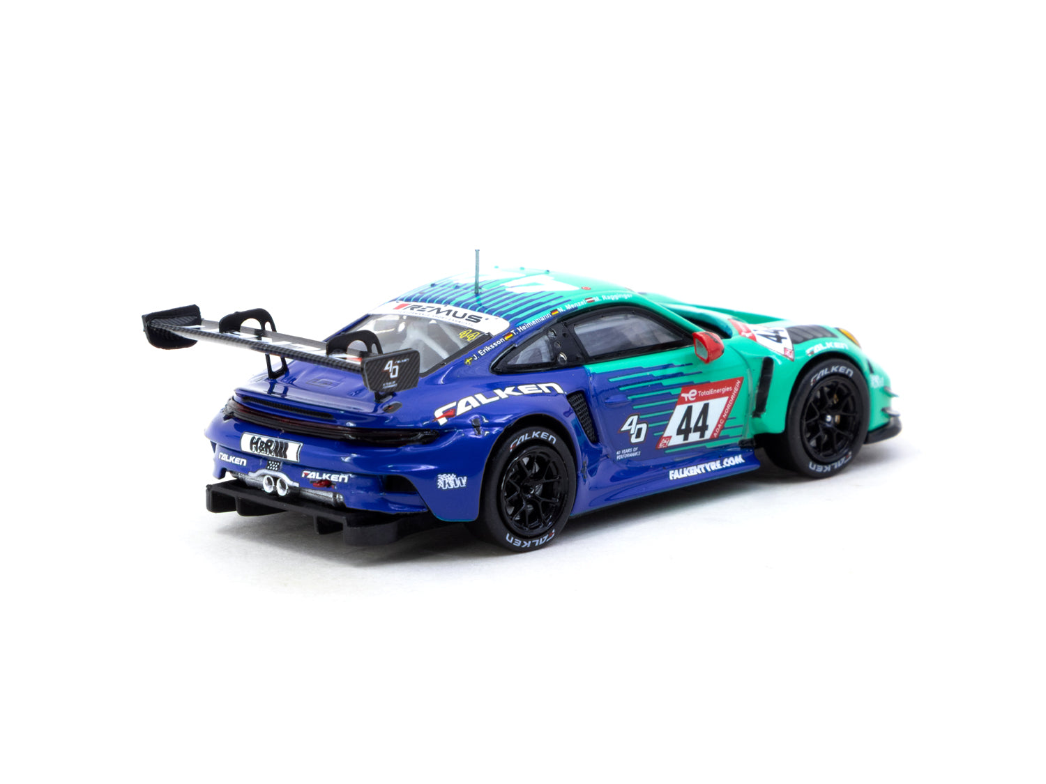 Tarmac Works X iXO Models 1/64 Scale Porsche 911 GT3 R Nürburgring 24h 2023 #44 Diecast Car - Collectible Miniature Model for Racing Enthusiasts & Display Showcase