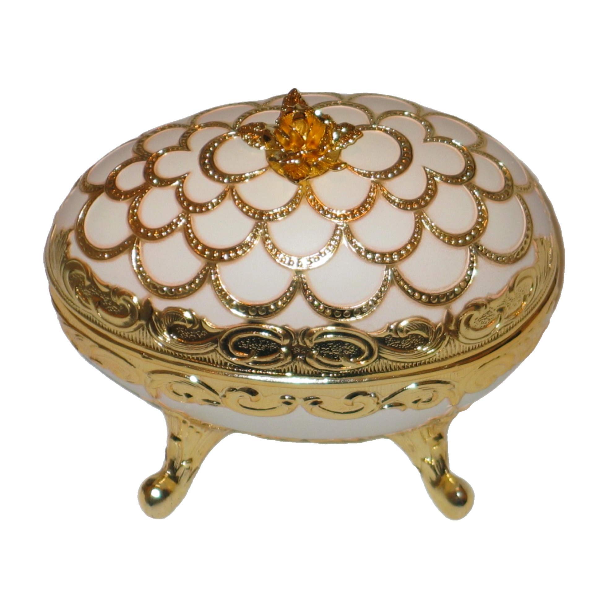Elegant White Egg-Shaped Music Box with Jewelry Compartment | Plays 'My Heart Will Go On' from Titanic | Perfect Gift for Anniversaries, Weddings & Romantic Occasions
