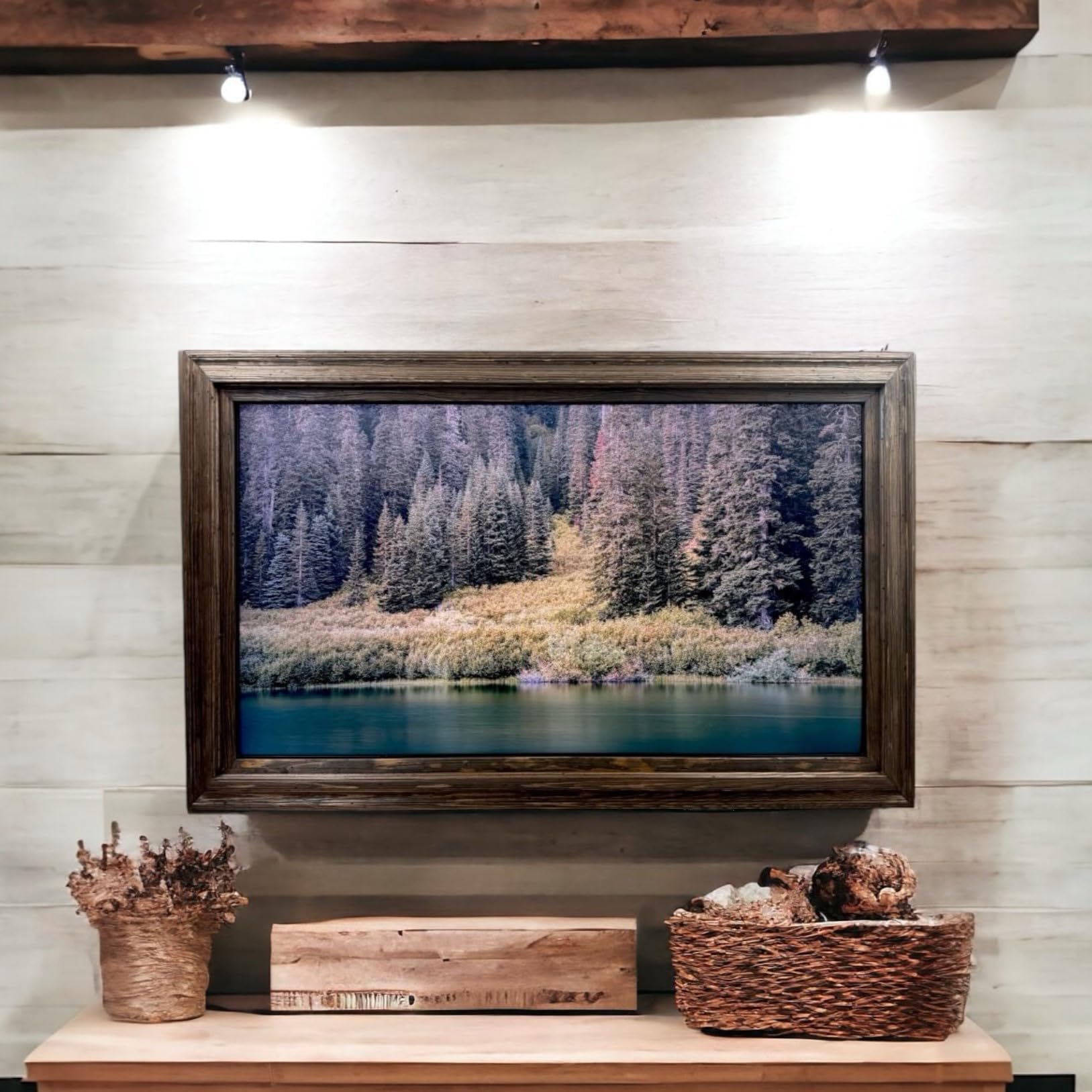 Handmade Rustic Dark Wood TV Frame for Samsung The Frame TV - Fits 32, 43 & 50 Inch Models - Elegant Ornate Design for Living Room & Home Theater Decor