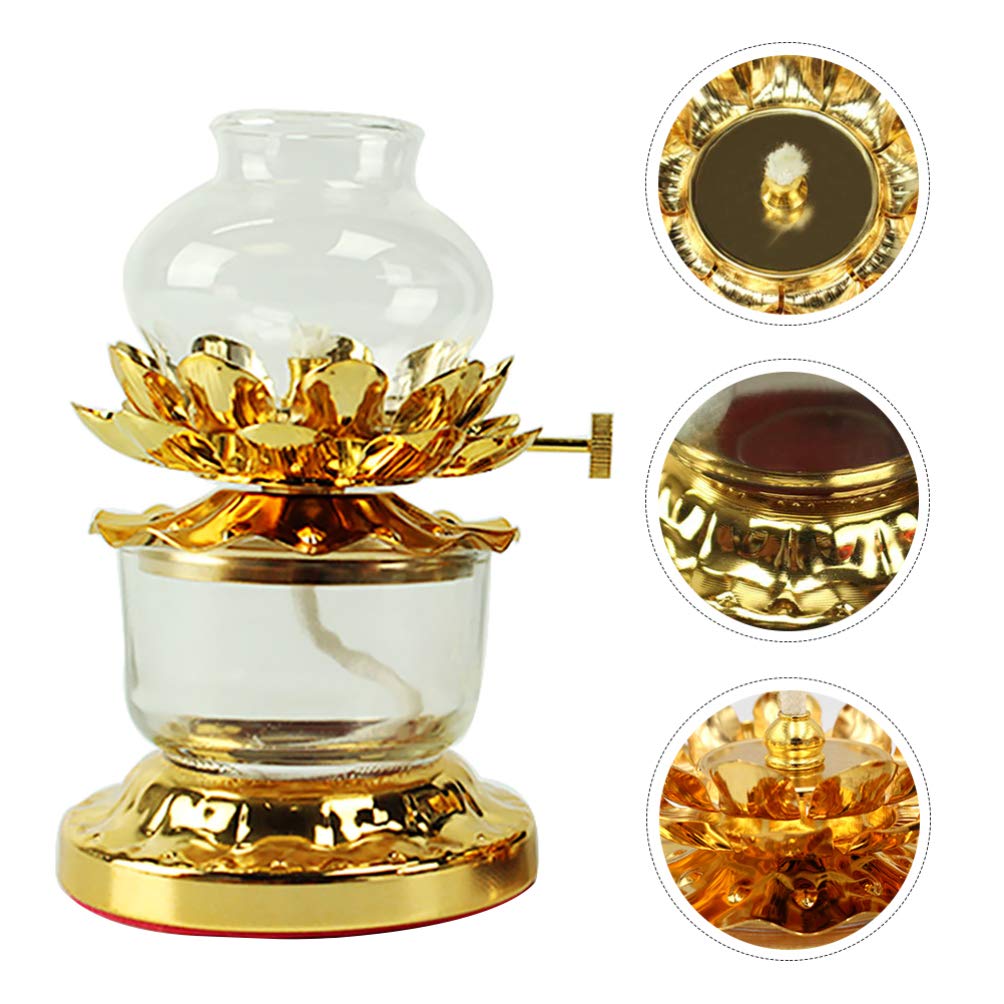 KESYOO Buddha Lamp - Windproof Butter Lamp with Lotus Design, Ghee Candle Holder for Meditation, Yoga & Home Decor - Perfect for Buddhist Altars, Room & Desktop Decoration