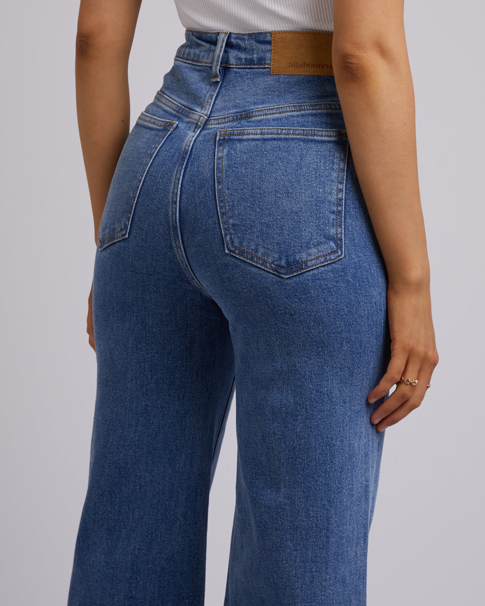 All About Eve Charlie High Rise Wide Leg Jeans for Women - Dark Blue Denim Pants, Comfortable & Stylish for Casual Wear, Office, and Night Out