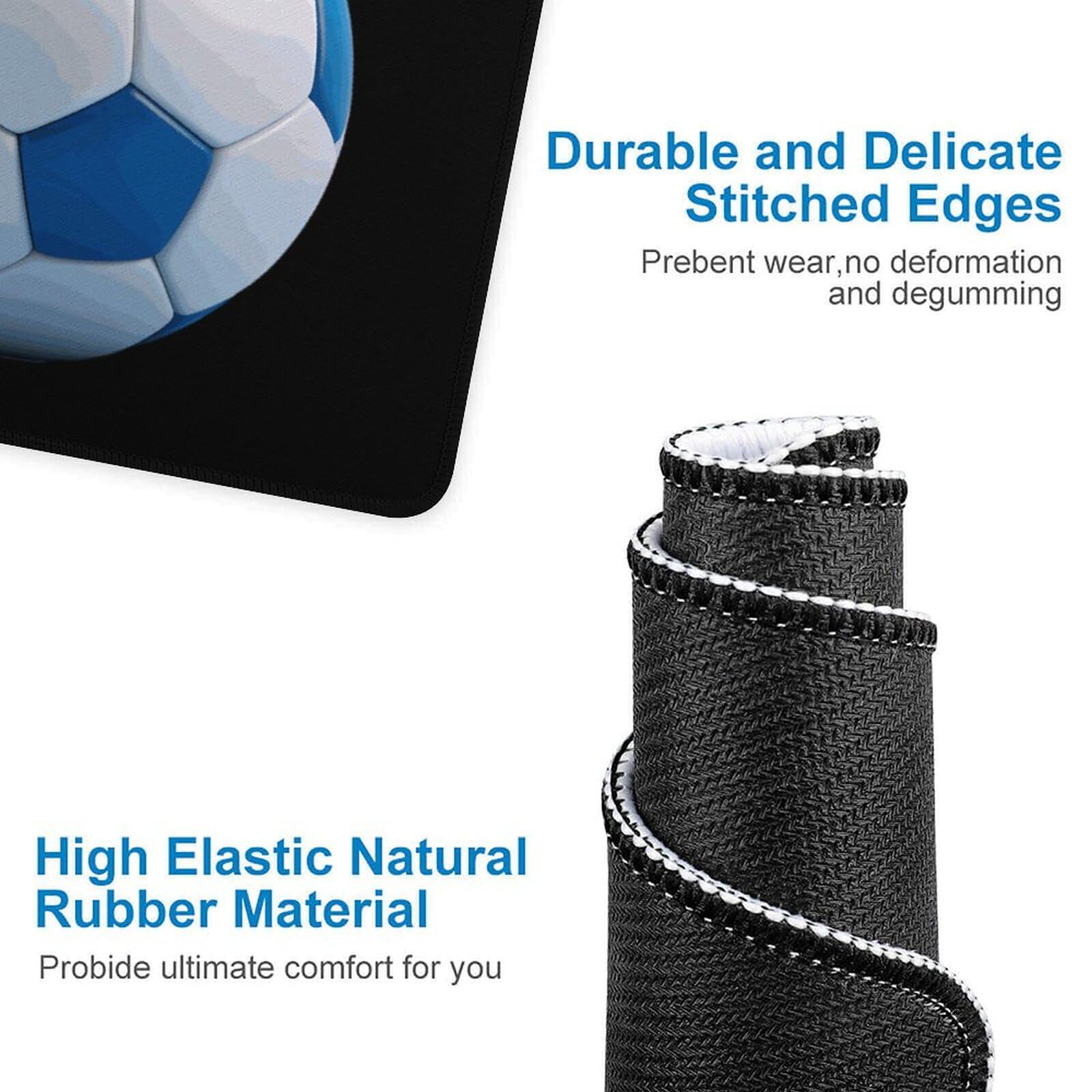 Premium Football-Themed Mouse Pad - Non-Slip Rubber Base, Stitched Edge, Waterproof (9.8