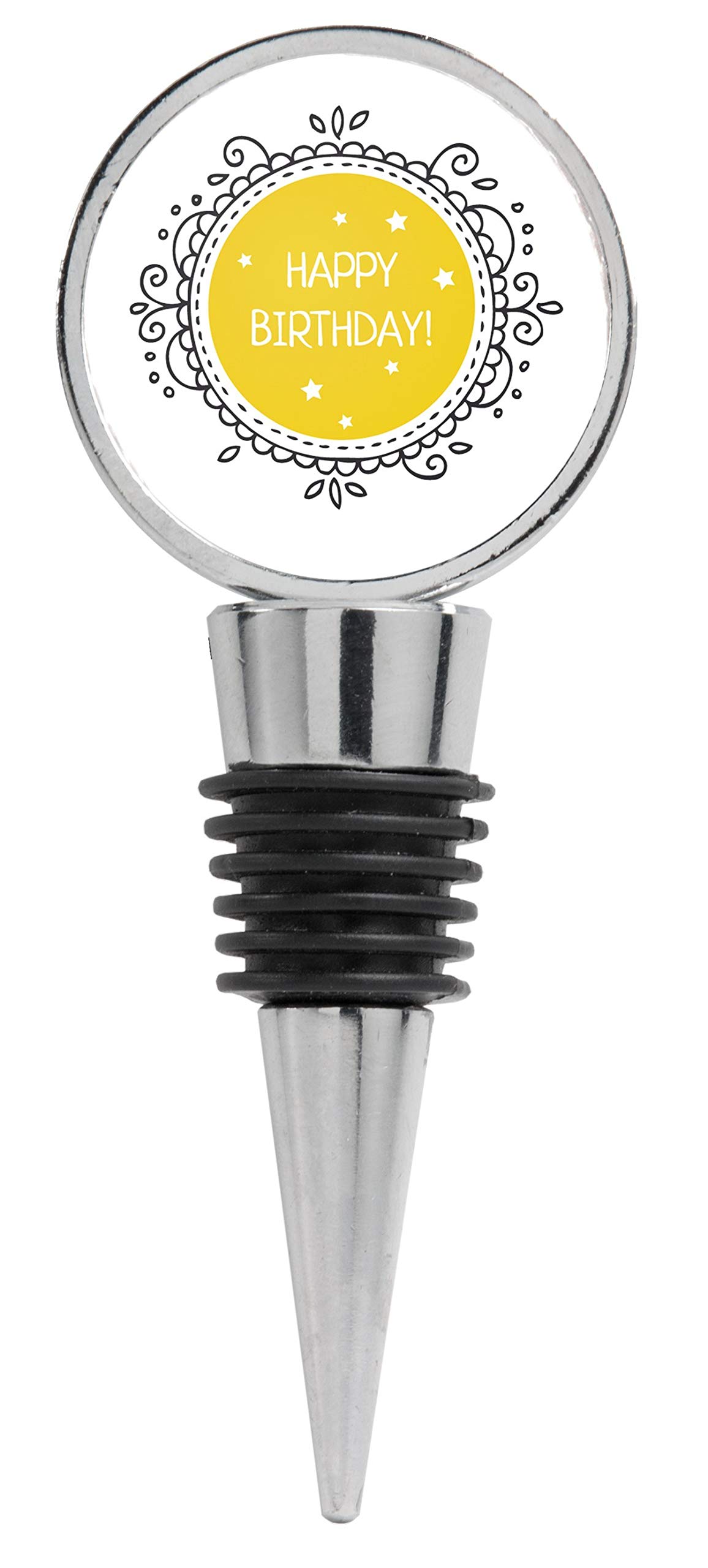 Elegant Illustrated Lace Wine Stopper with Happy Birthday Design - Perfect for Gifts, Parties & Wine Lovers